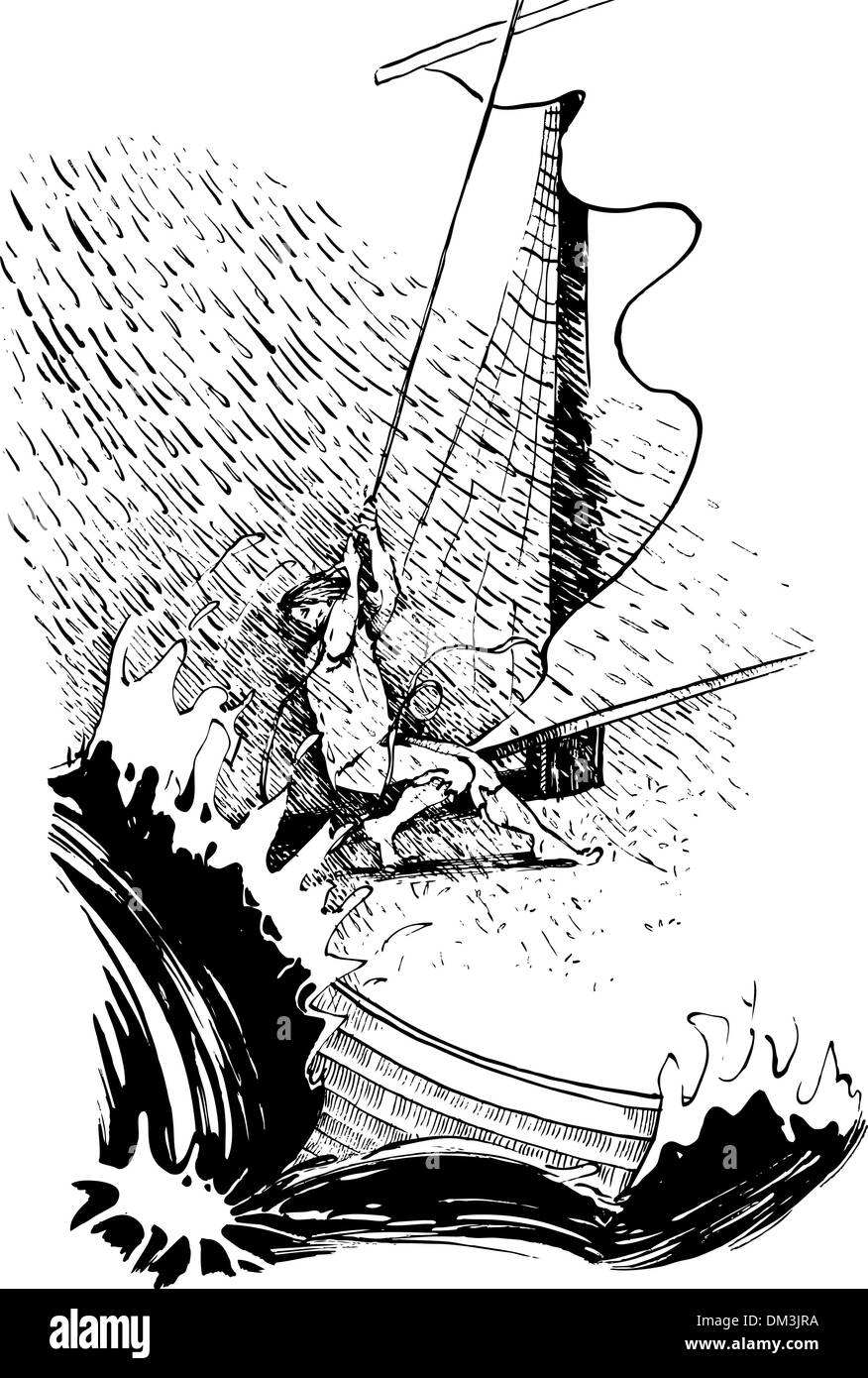 Marin dans la tempête Illustration de Vecteur