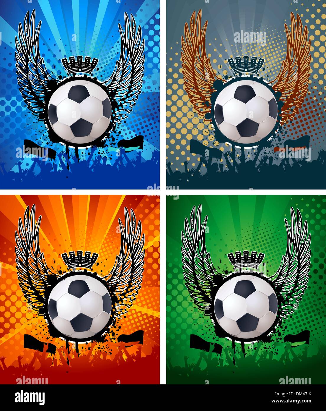 Arrière-plan de football avec les boules, les ailes Illustration de Vecteur