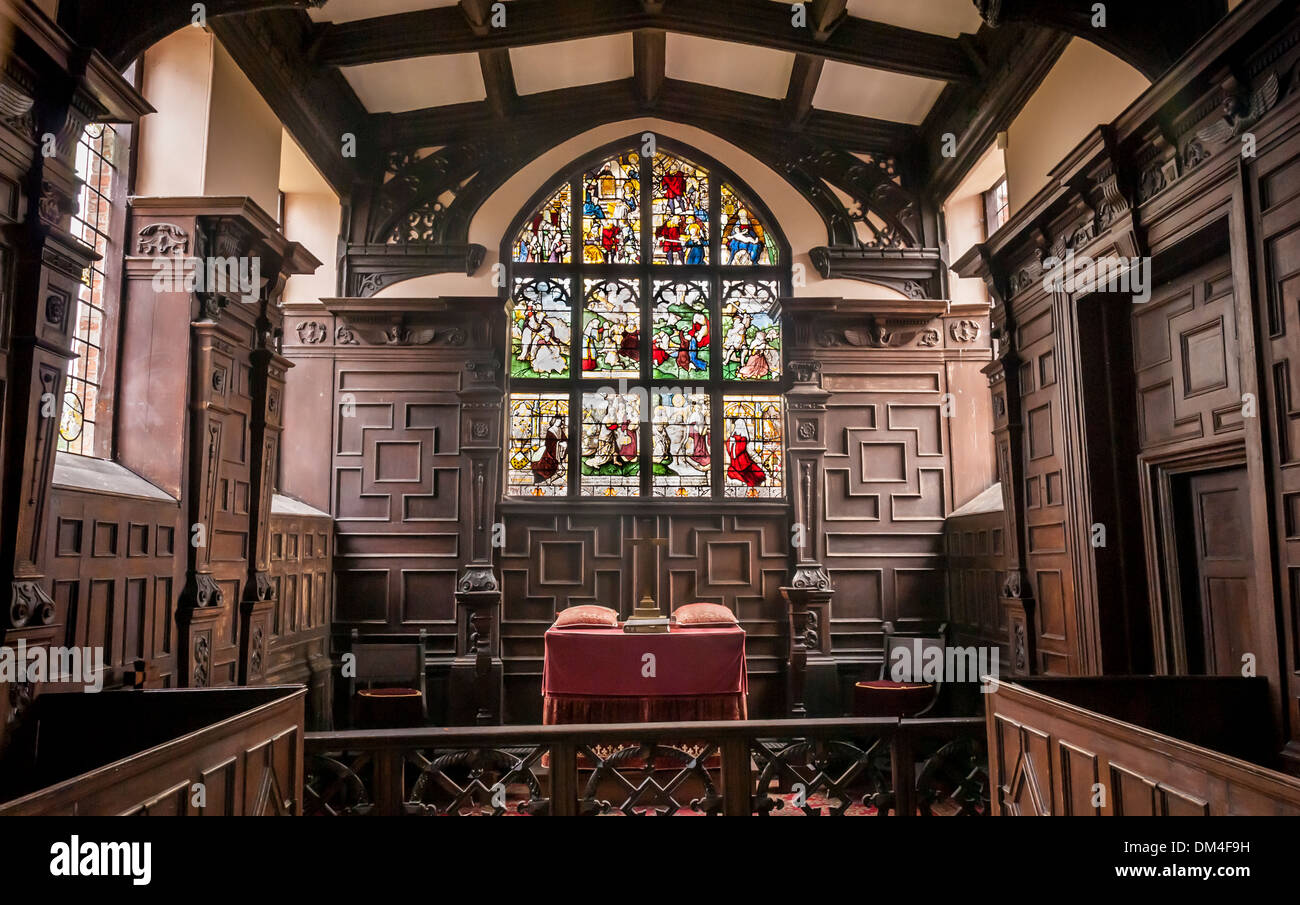 Chapelle St Nicolas, Cholmondeley est une chapelle privée dans le parc du Château de Cholmondeley, Cheshire, Angleterre Banque D'Images