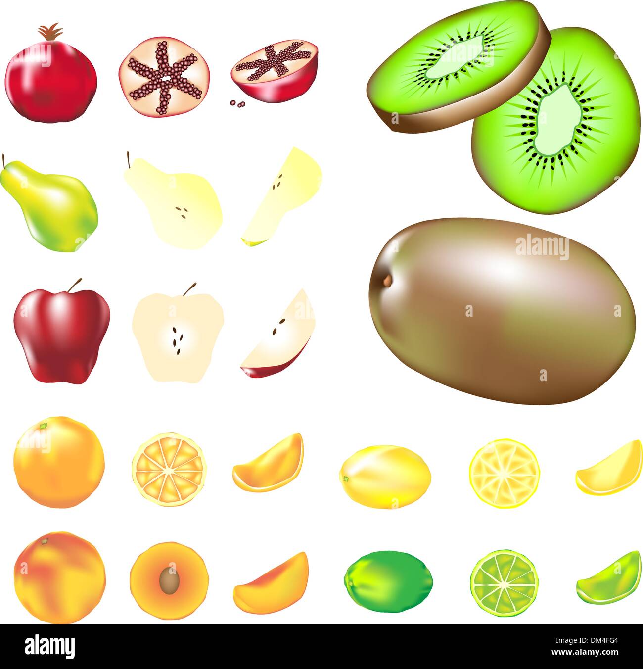 Illustrations vectorielles - ensemble de fruits, tranche, Wedge Illustration de Vecteur