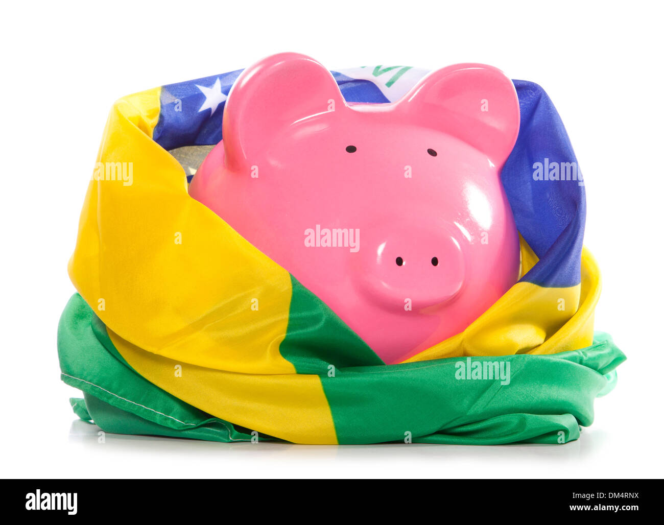 Tirelire avec drapeau brésilien silhouette studio Banque D'Images