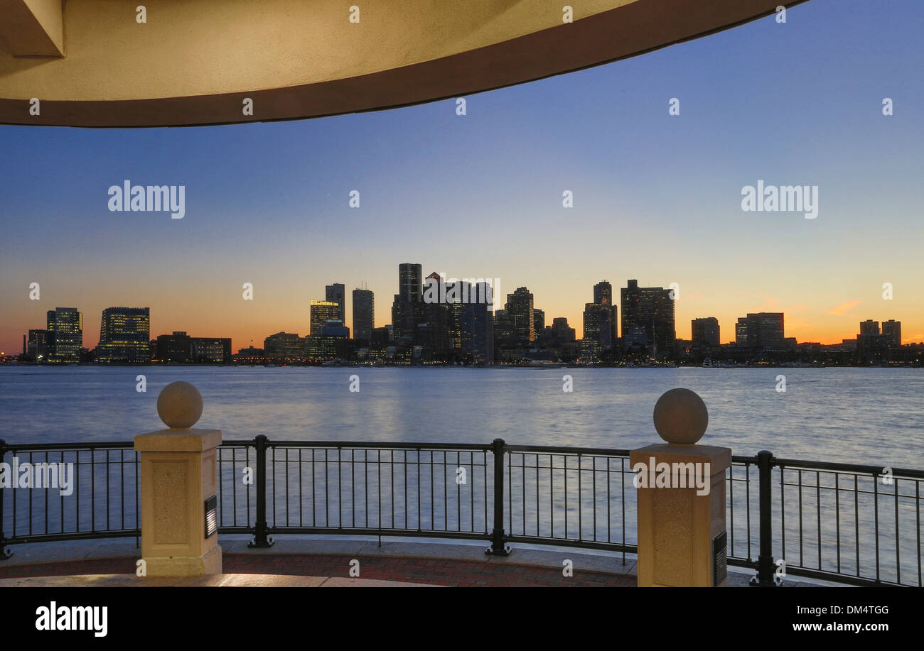 Boston Massachusetts USA United States America architecture city centre-ville gratte-ciel coucher de soleil voyage touristique Banque D'Images