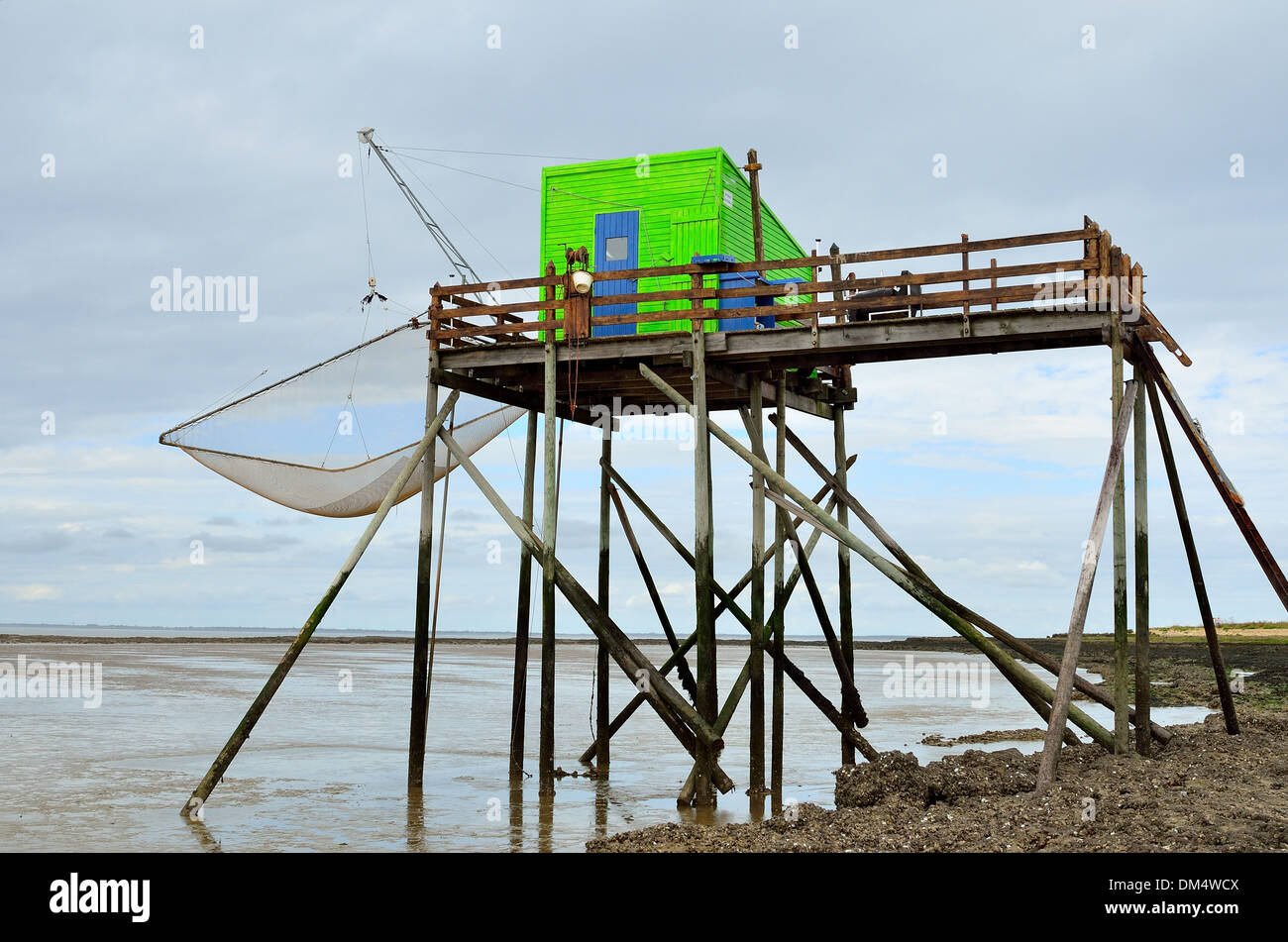 Carrelet sur l'île de l'Ile Madame,réparé après l'inondation, Charente Maritime, côte Atlantique, France Banque D'Images