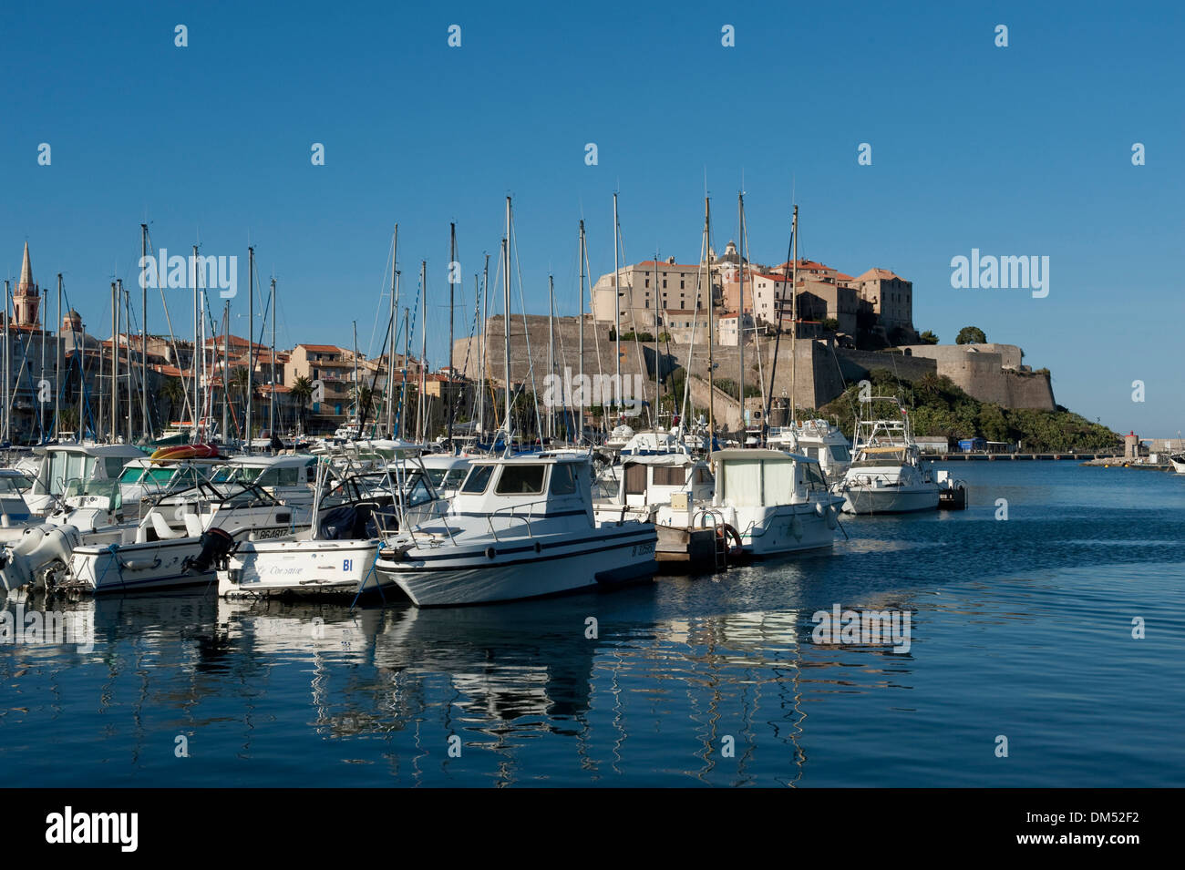 Vieille Ville, Calvi, France, Europe, port, port, Corse, fief, bateaux, yachts Banque D'Images
