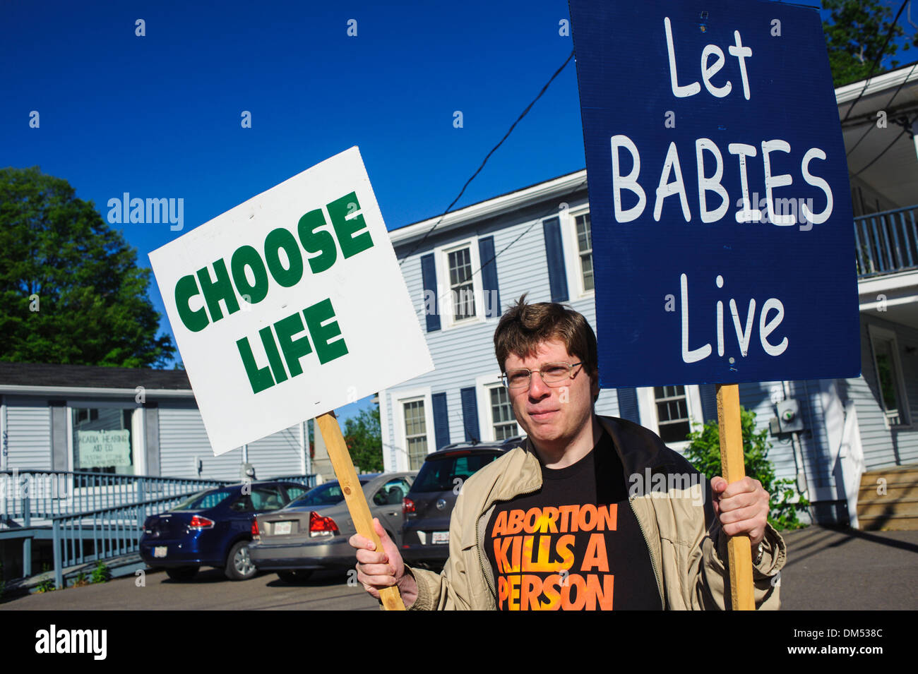 Des manifestants anti-avortement, à Fredericton, Nouveau-Brunswick, Canada Banque D'Images