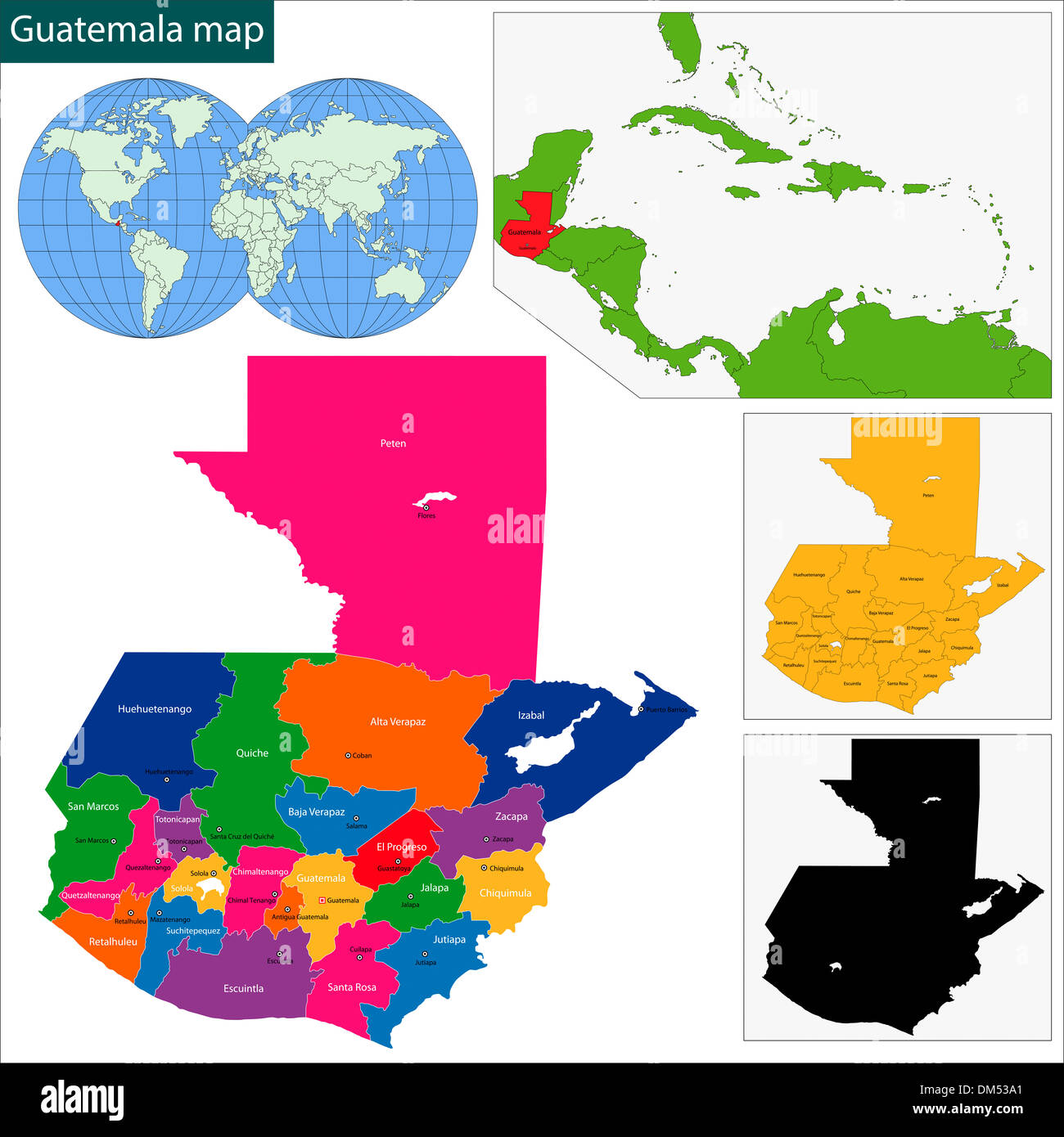 Carte du Guatemala Banque D'Images