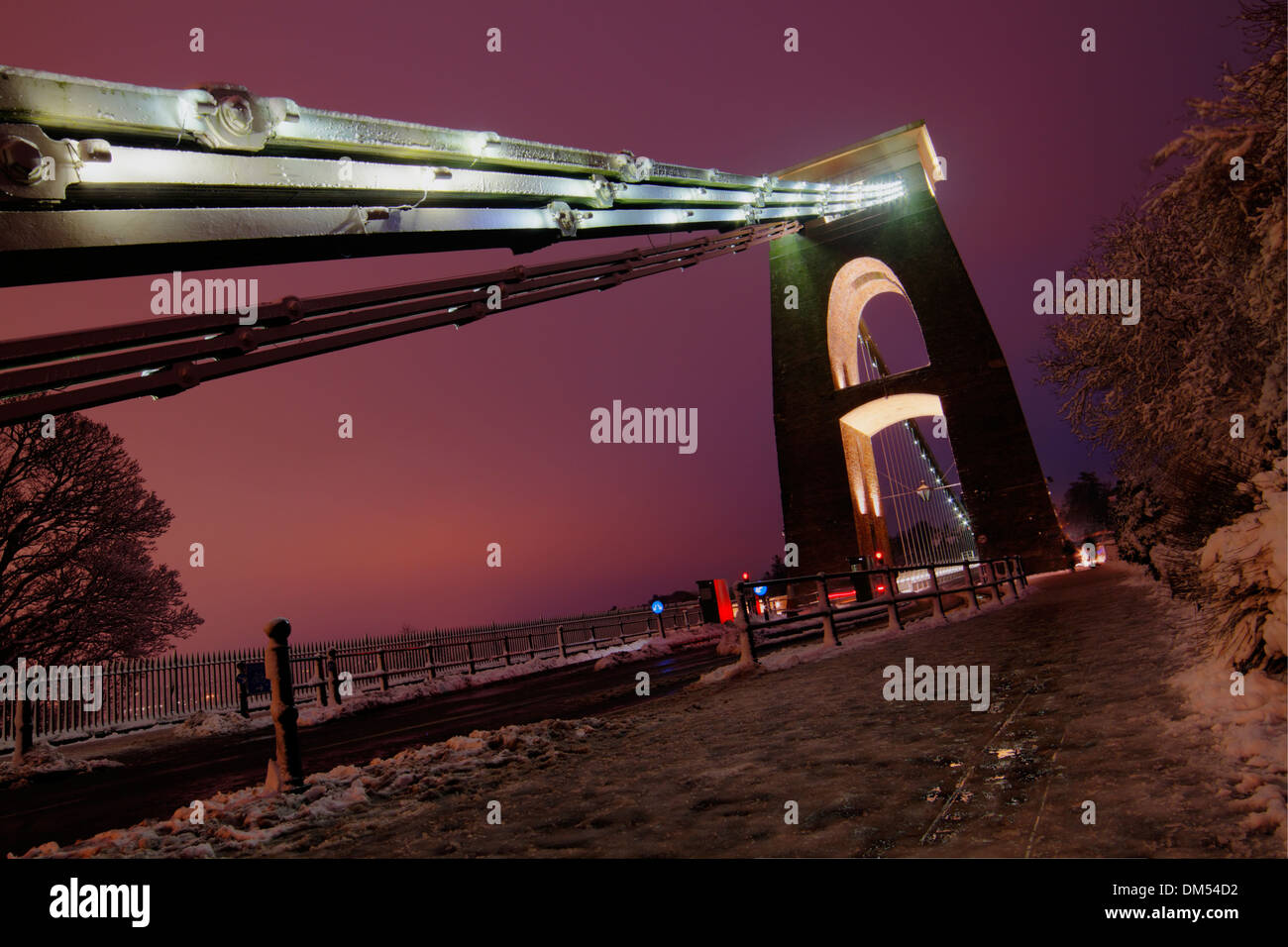 Clifton Suspension Bridge dans la neige. Bristol, janvier 2013. Banque D'Images