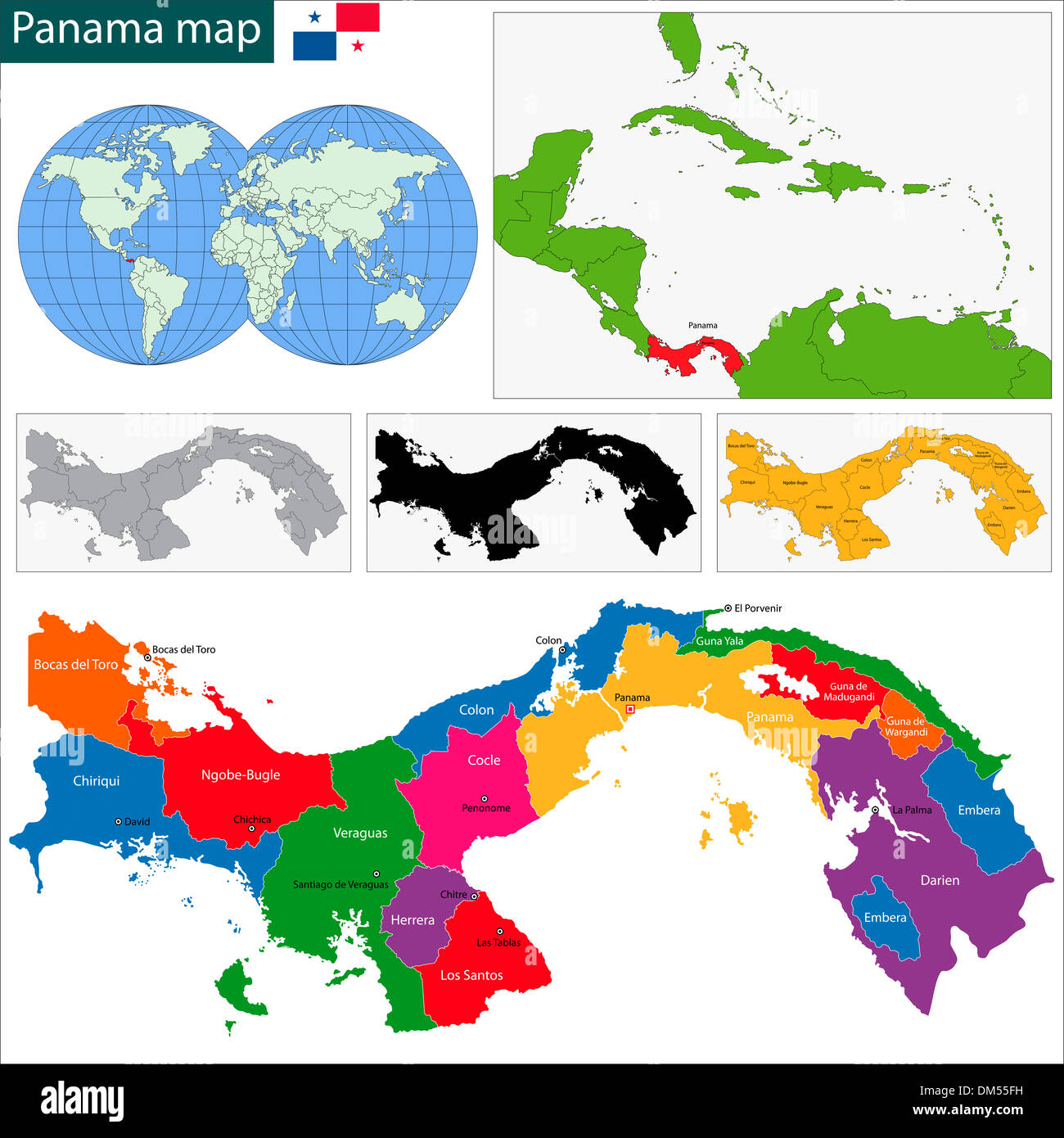 Carte de Panama Banque D'Images