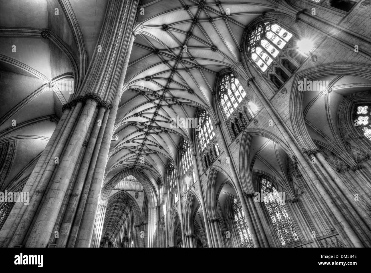 Intérieur de la cathédrale de York plafond gothique Banque D'Images