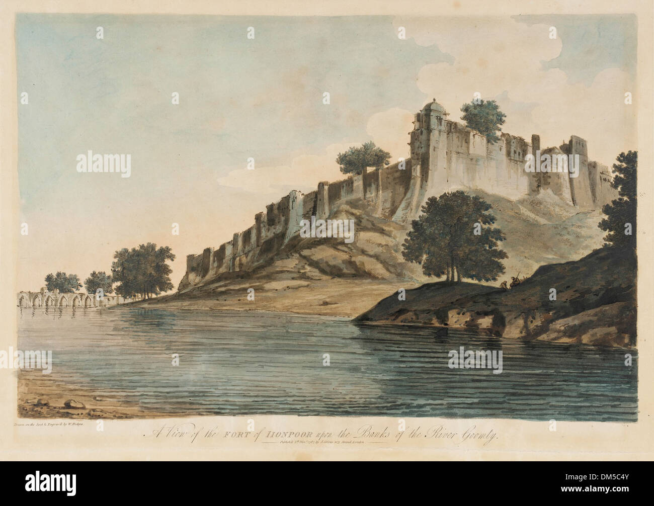 Une vue sur le fort d'iionpoor (fort de firuz shah tughluq, jaunpur, Uttar Pradesh, 1360) sur les rives de la rivière (goomty gumti furent mises) 2001.210.1 Banque D'Images