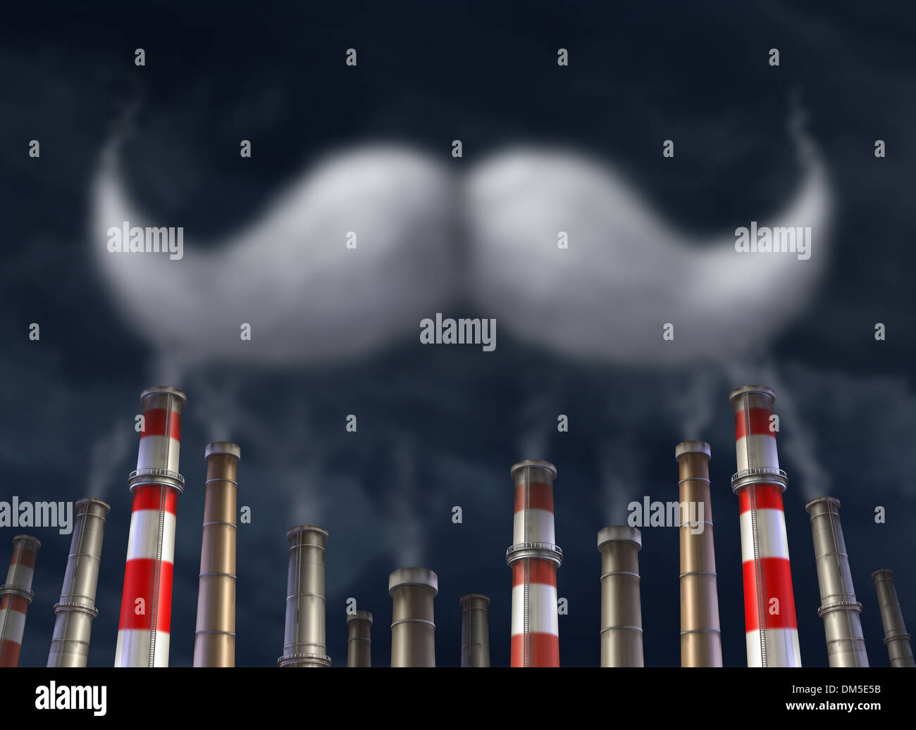 Les grandes entreprises les pollueurs de l'environnement concept avec un groupe des cheminées, comme les vapeurs toxiques sont émis pour façonner un panache de Banque D'Images