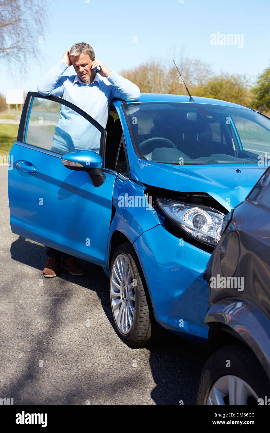 Au bord de la séance pilote a souligné après l'accident de la circulation Banque D'Images