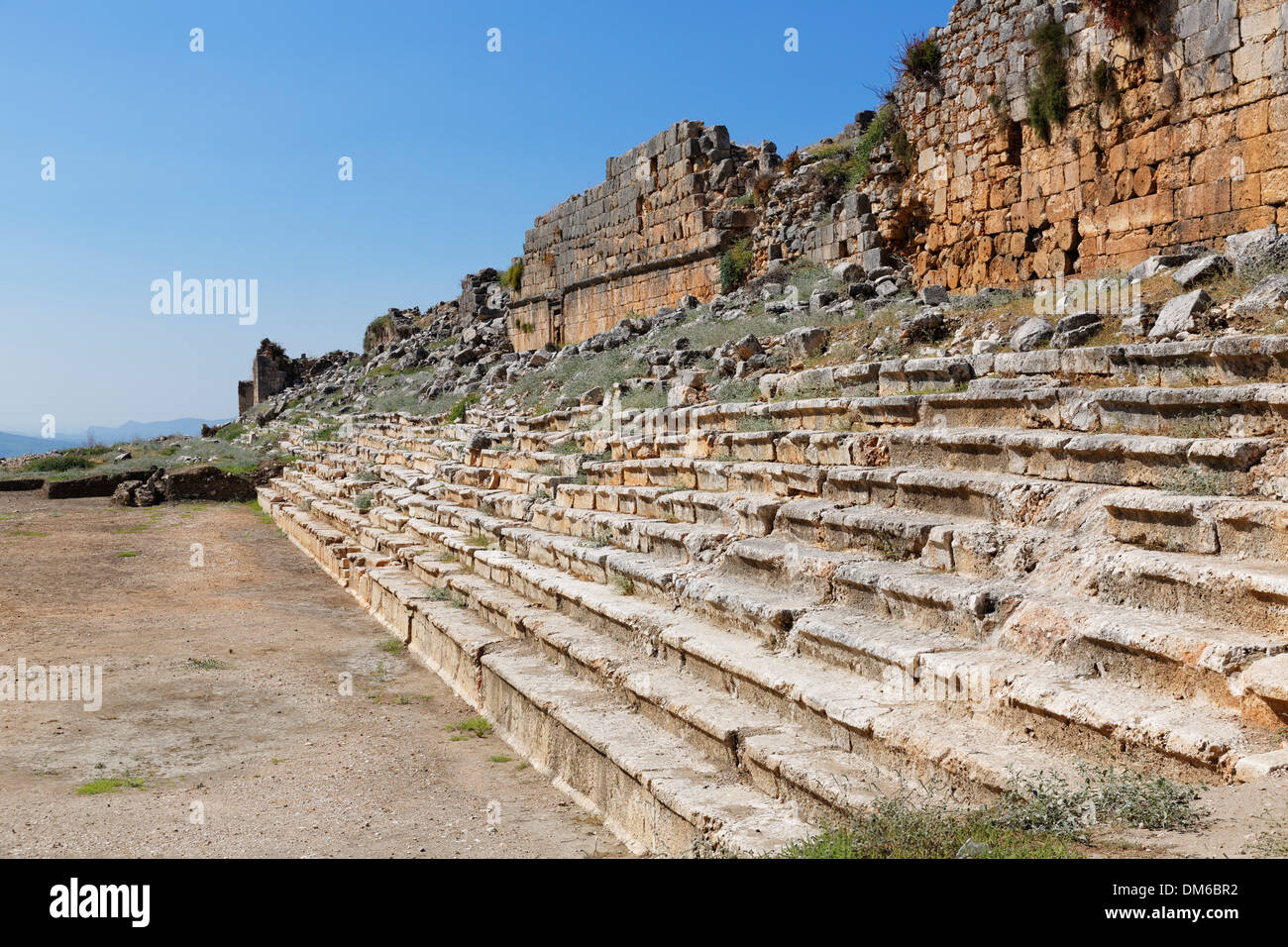 Stadium, ancienne ville de Tlos dans la vallée de Xanthos, Muğla Province, la Lycie, la mer Egée, en Turquie Banque D'Images