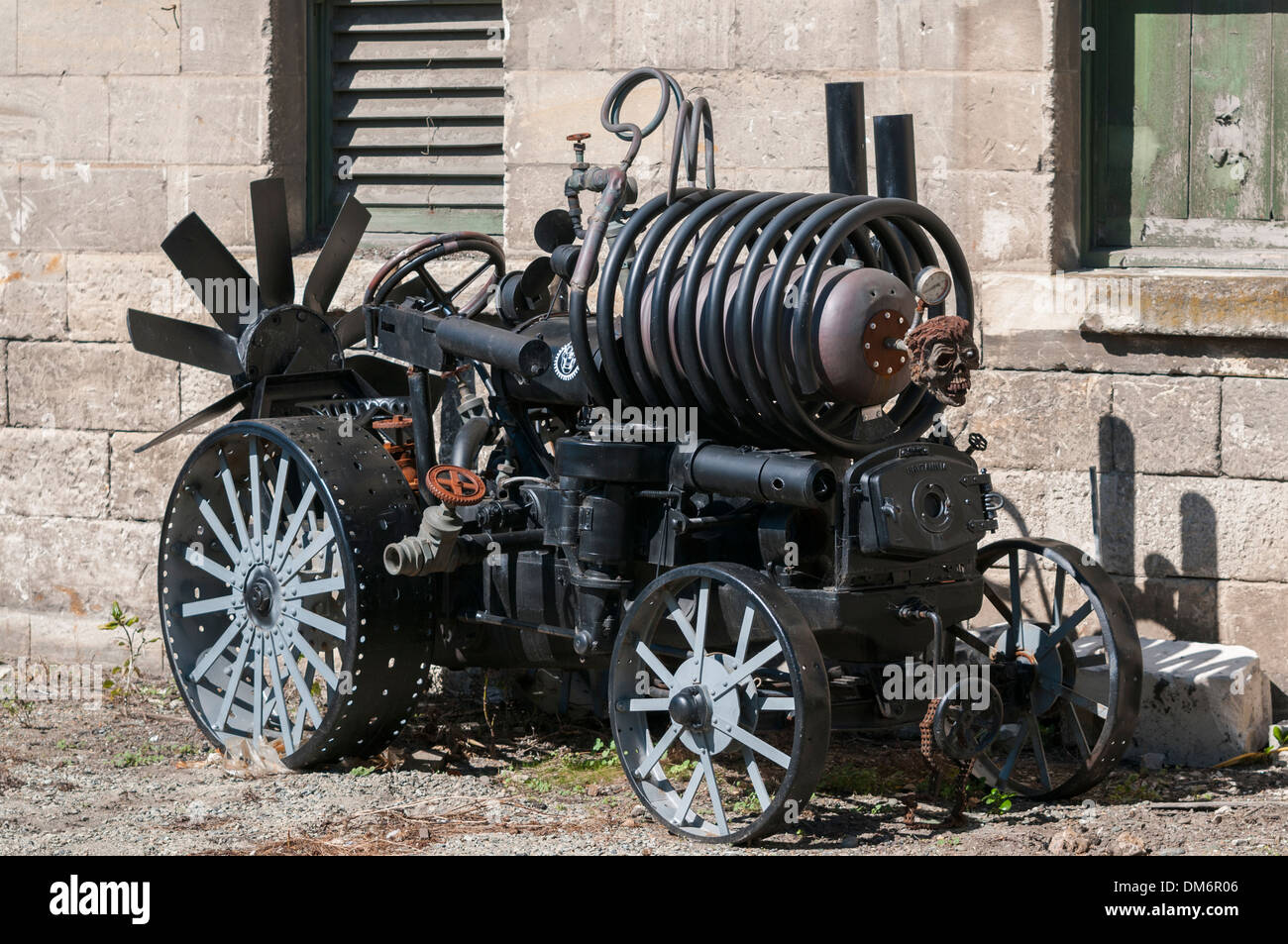 Des sculptures dans le punk à vapeur Steam Punk AC, Humber Street, Oamaru, North Otago, île du Sud, Nouvelle-Zélande. Banque D'Images