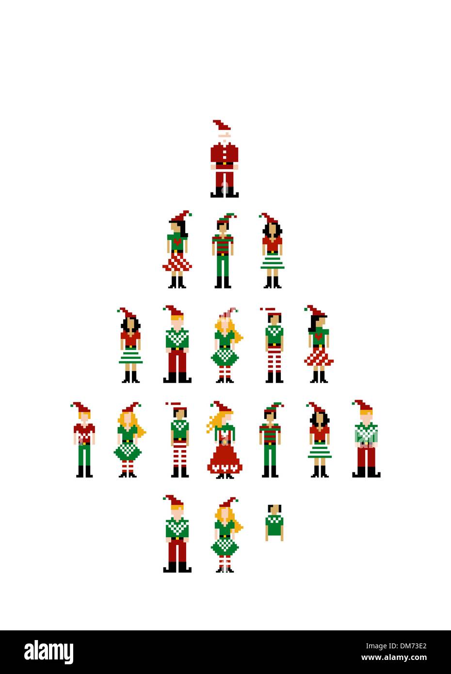 Série personnages pixel Noël Illustration de Vecteur