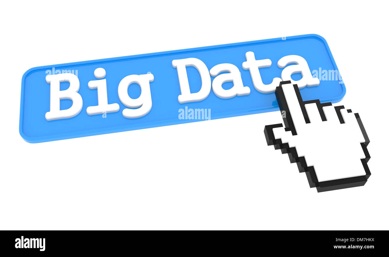 Big Data avec le bouton curseur Main. Banque D'Images