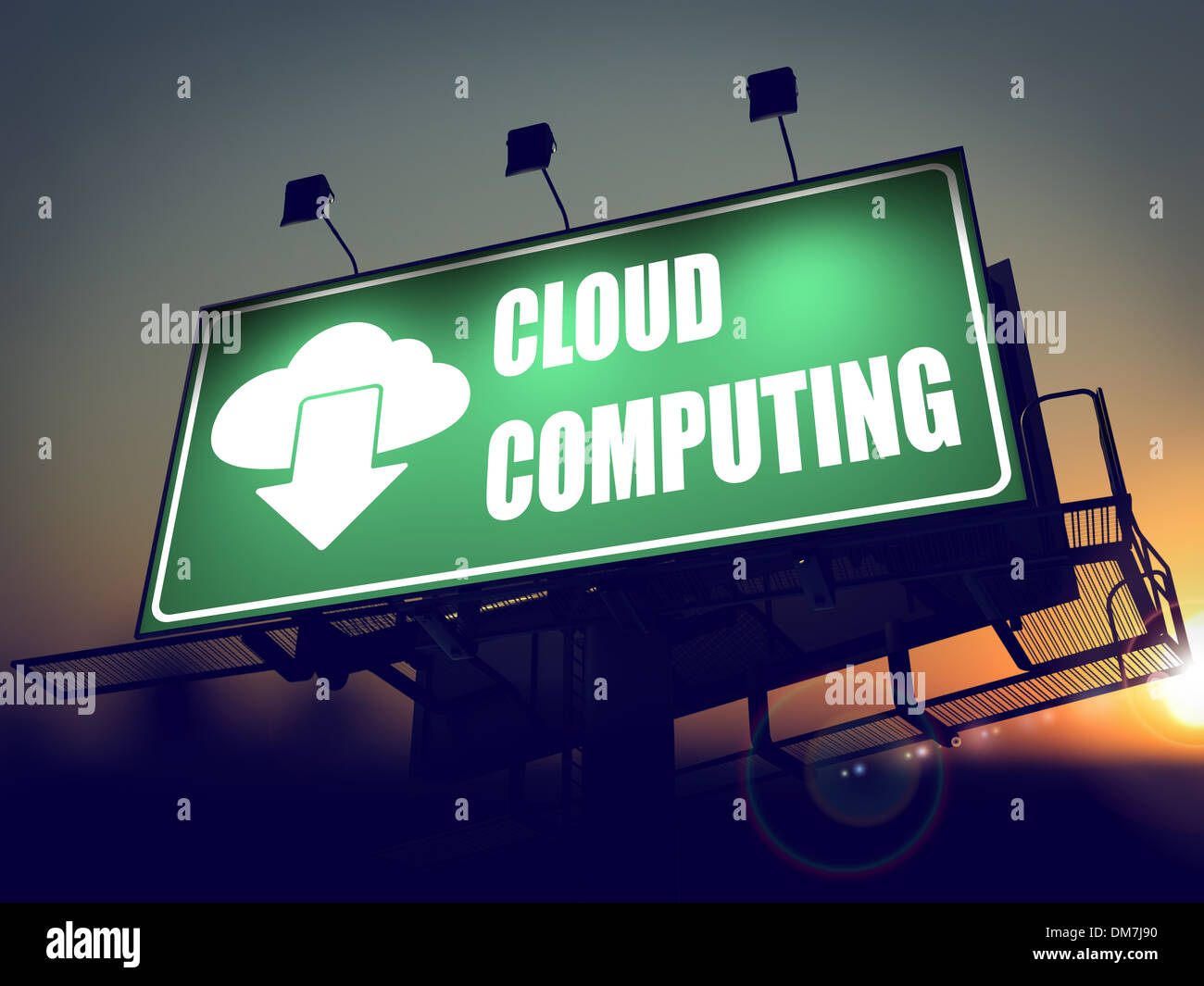 Cloud Computing sur panneau. Banque D'Images