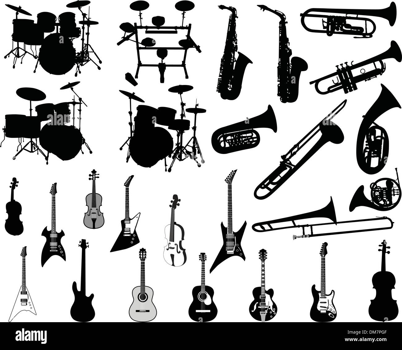Ensemble d'instruments de musique Illustration de Vecteur