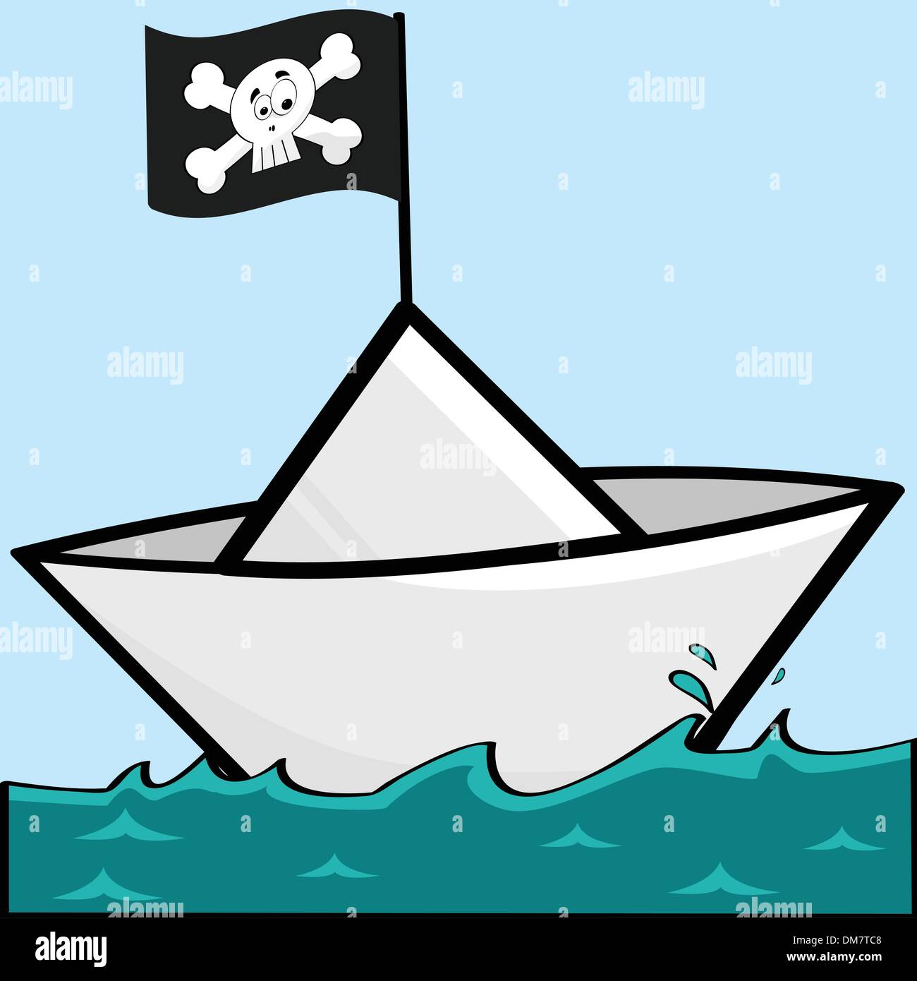 Bateau papier Pirate Illustration de Vecteur