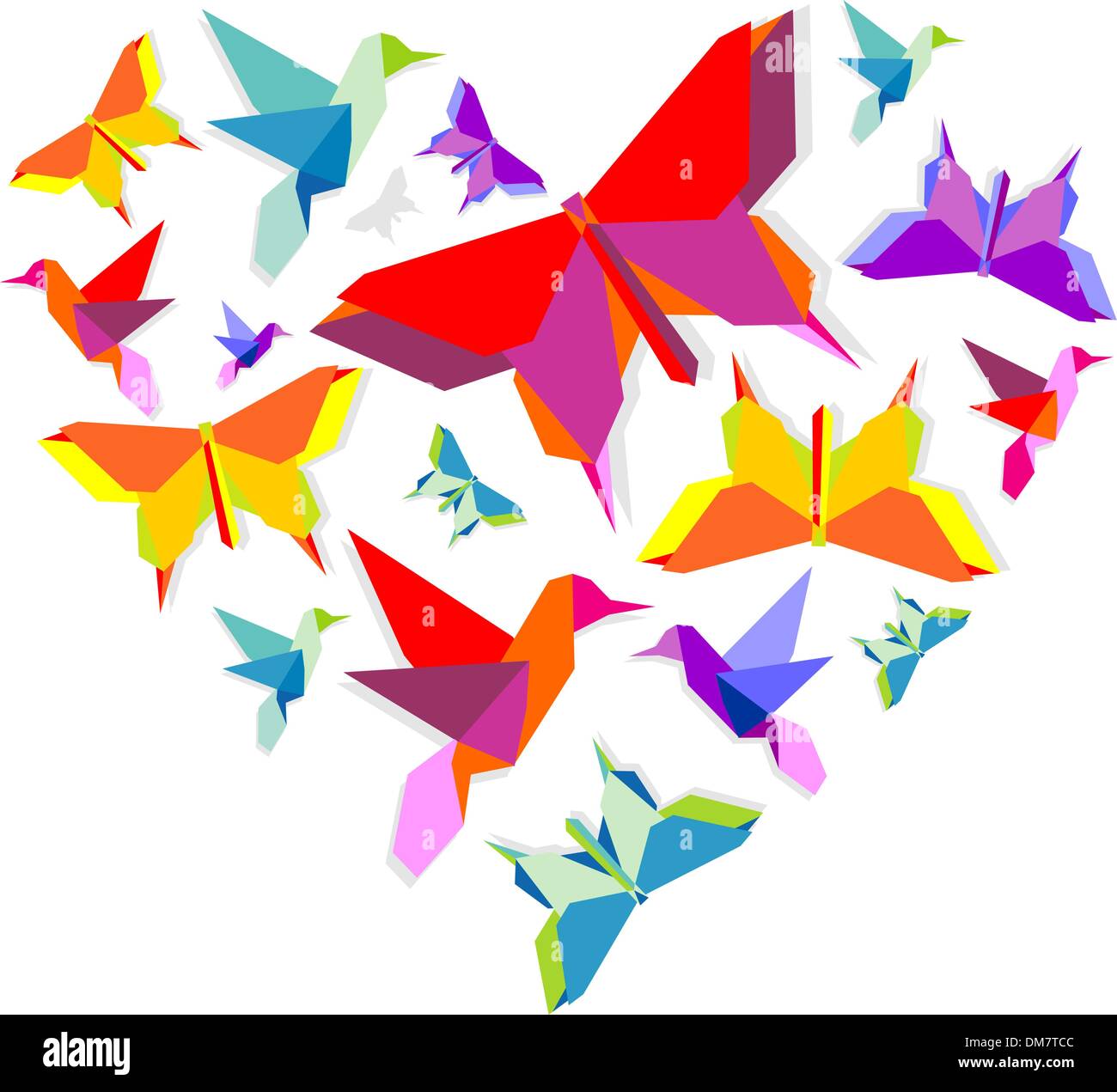 L'amour des oiseaux Origami printemps Illustration de Vecteur