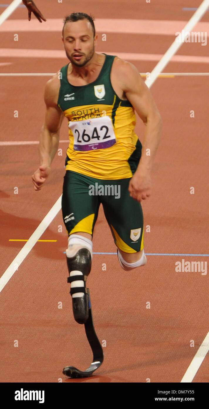 Oscar Pistorius (RSA) (médaille d'argent) Jeux Paralympiques de Londres 2012 - Men's 200m T44 Final - Stade Olympique Londres Angleterre - Banque D'Images