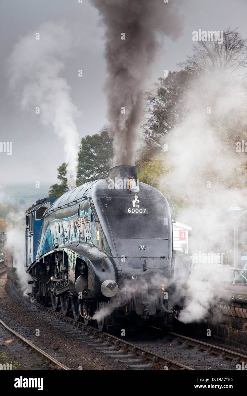 Sir Nigel Gresley, LNER, Classe A4 60007 à Grosmont Station sur le North York Moors railway. Banque D'Images