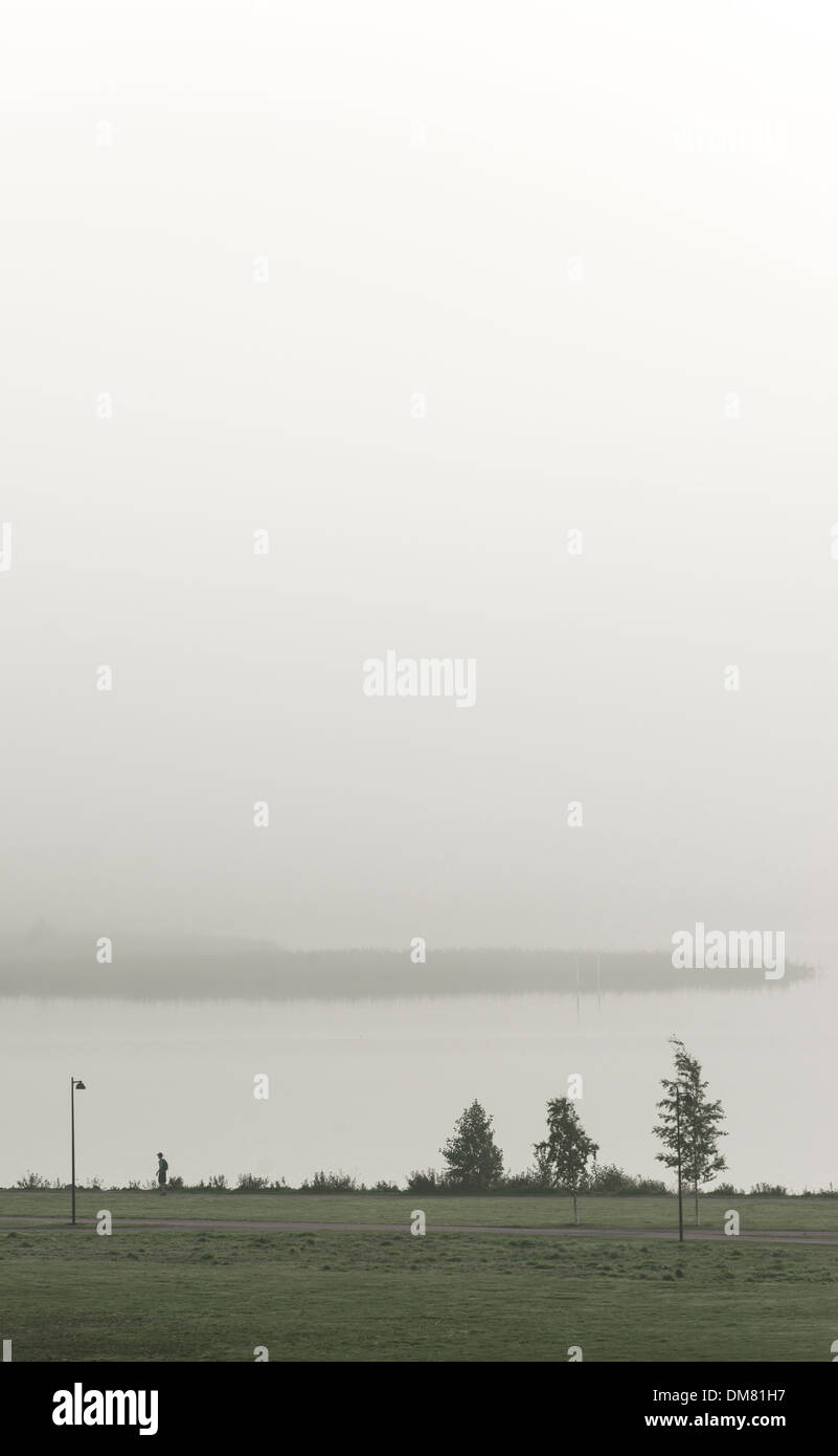 Réglage de brouillard sur Vanhakaupunkilahti, Helsinki, Finlande Banque D'Images