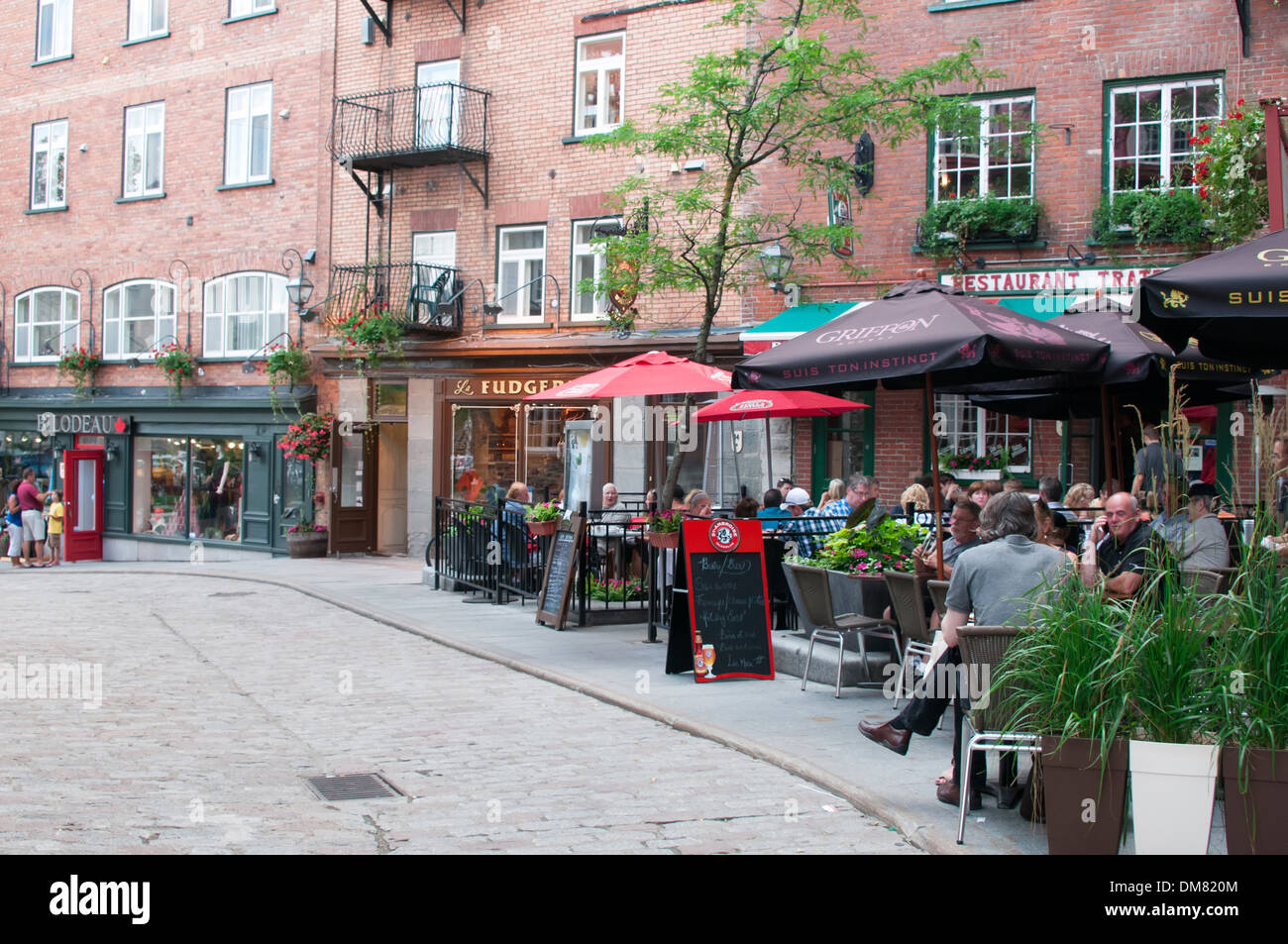 Terrasses de restaurants Vieux Québec Canada Banque D'Images