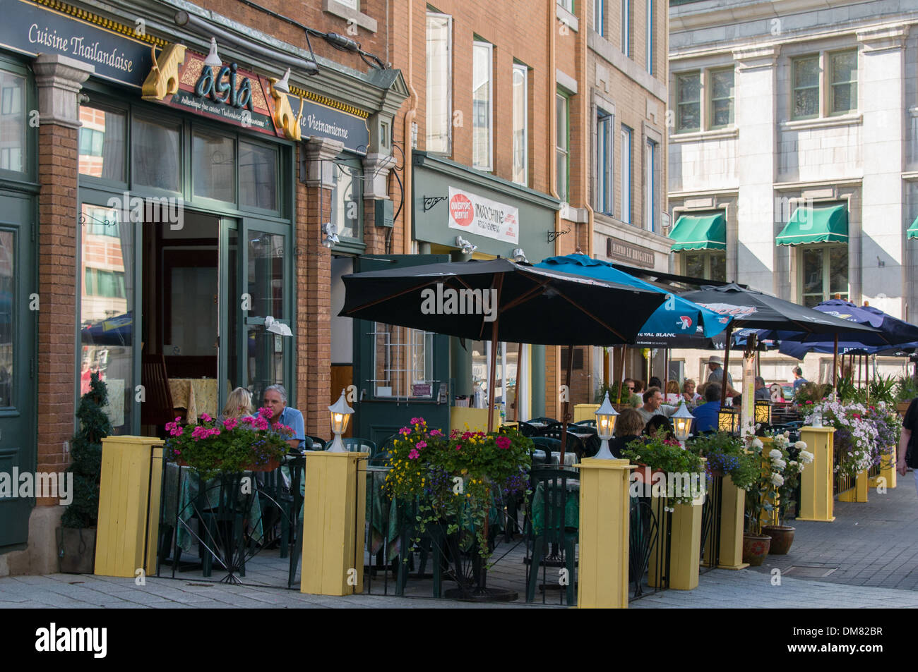 Terrasses de restaurants Vieux Québec Canada Banque D'Images