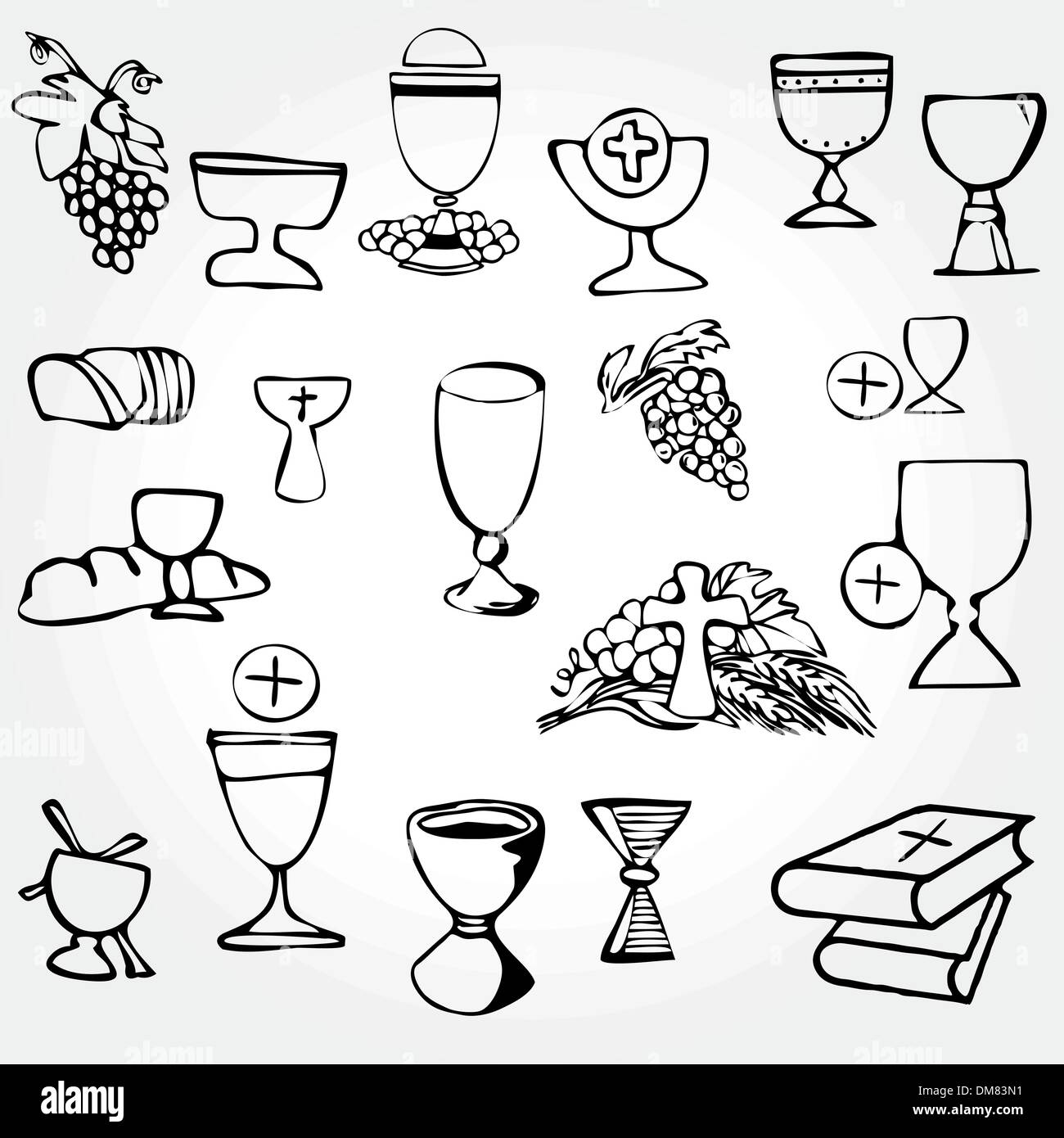 Illustration d'un ensemble de symboles chrétiens traditionnels communion Illustration de Vecteur