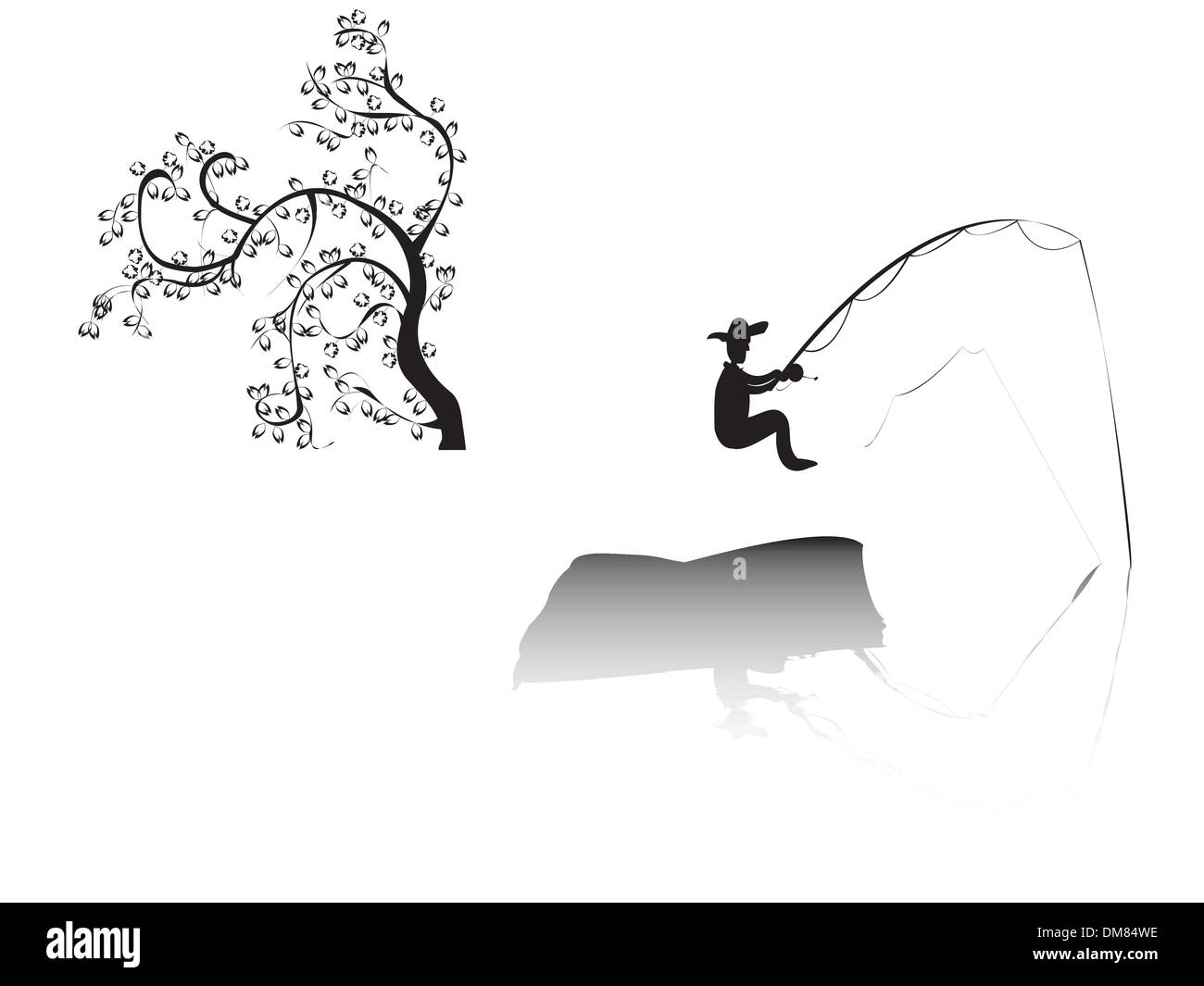 Fisher sur un lac Illustration de Vecteur