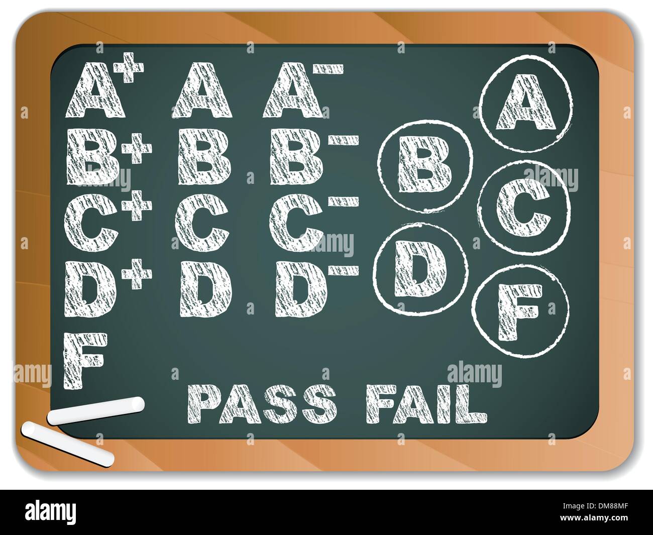 Les résultats de l'école avec tableau noir avec une craie e Illustration de Vecteur