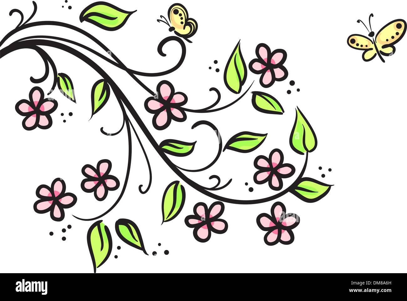 Abstract flowers background avec branche d'arbre Illustration de Vecteur