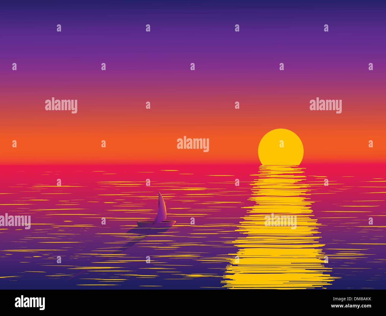 Coucher de soleil en mer Illustration de Vecteur