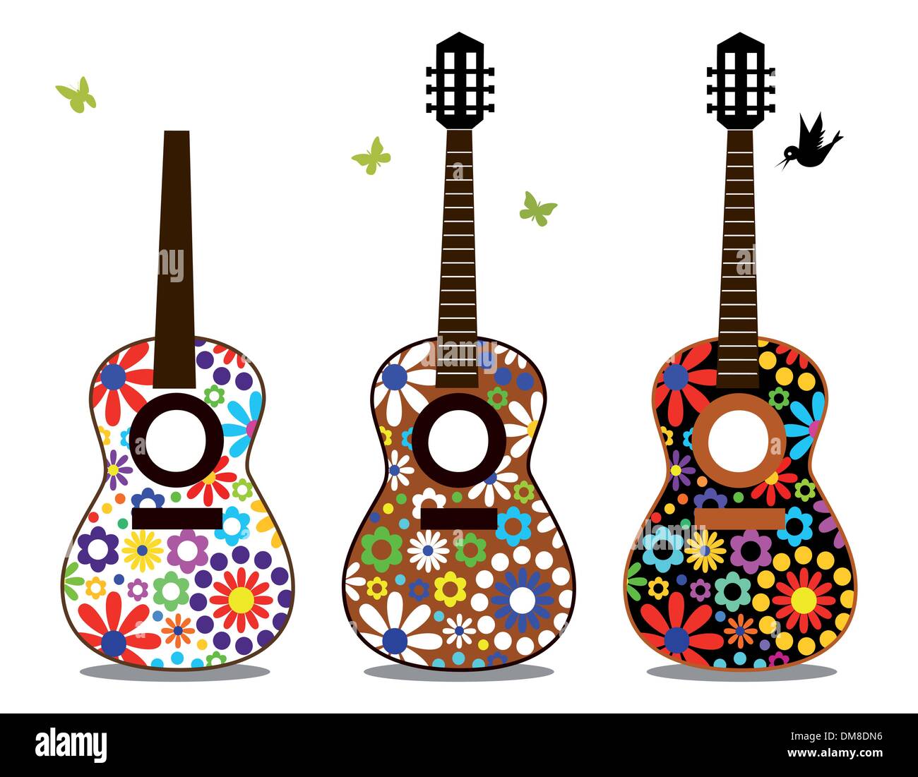 Guitares flower power Illustration de Vecteur