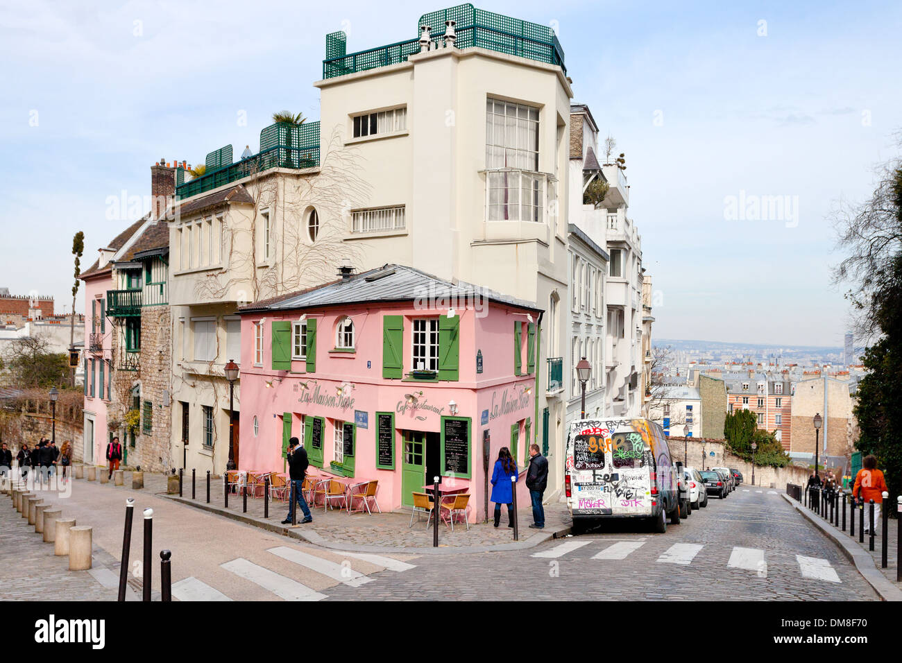 Maison Rose - bistro historique sur Montmartre, Paris, Banque D'Images
