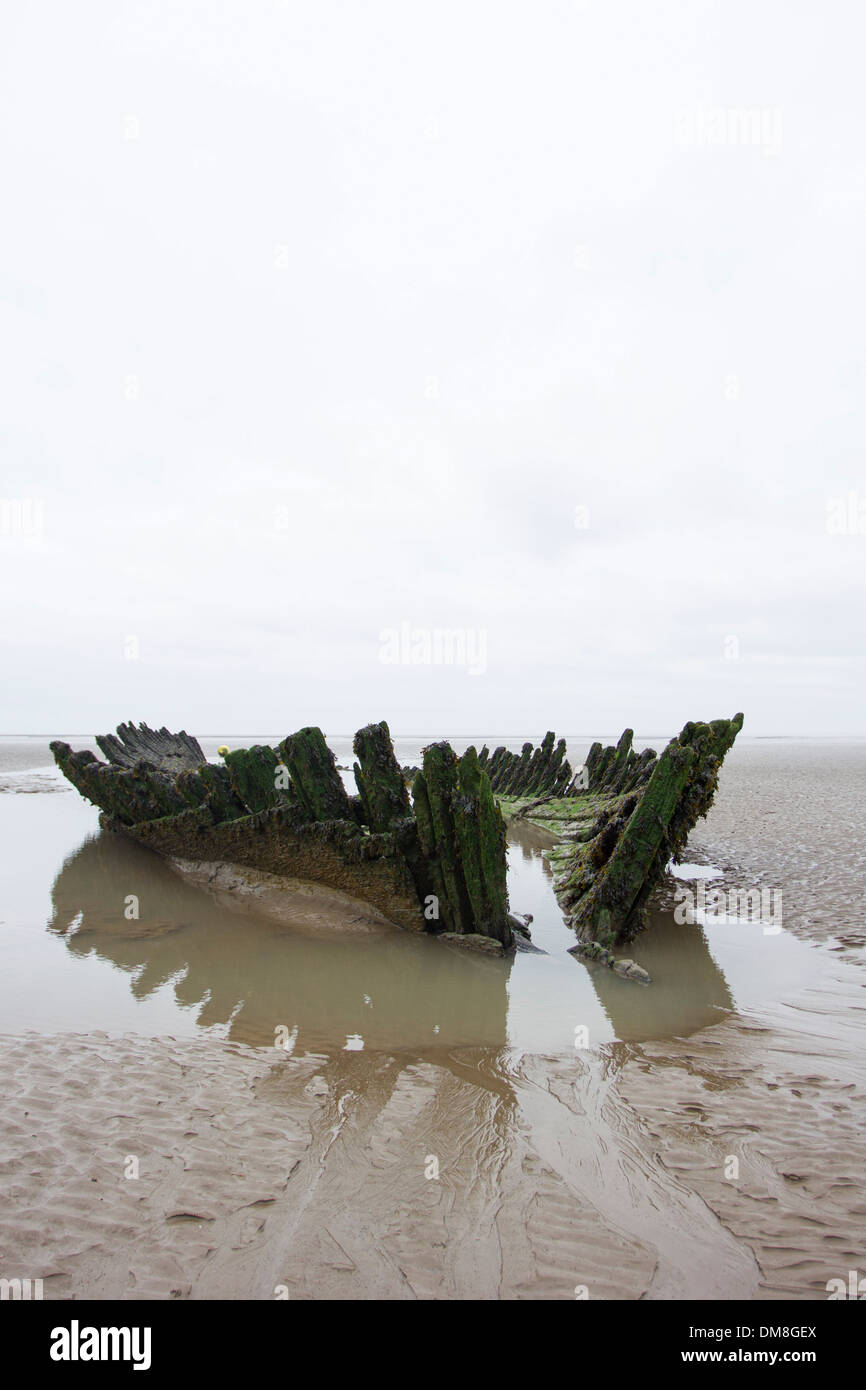 L'épave du SS Nornen norvégien sur Chabeuil beach Angleterre Somerset Banque D'Images
