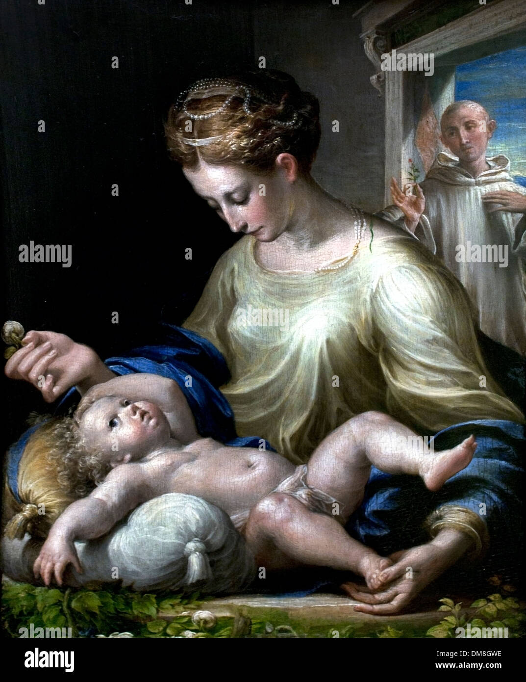 Vierge à l'ENFANT AVEC UN MOINE (CA. 1530) PARMIGIANINO (GIROLAMO FRANCESCO MARIA MAZZOLA) (1503-1540) Italie Italien Banque D'Images