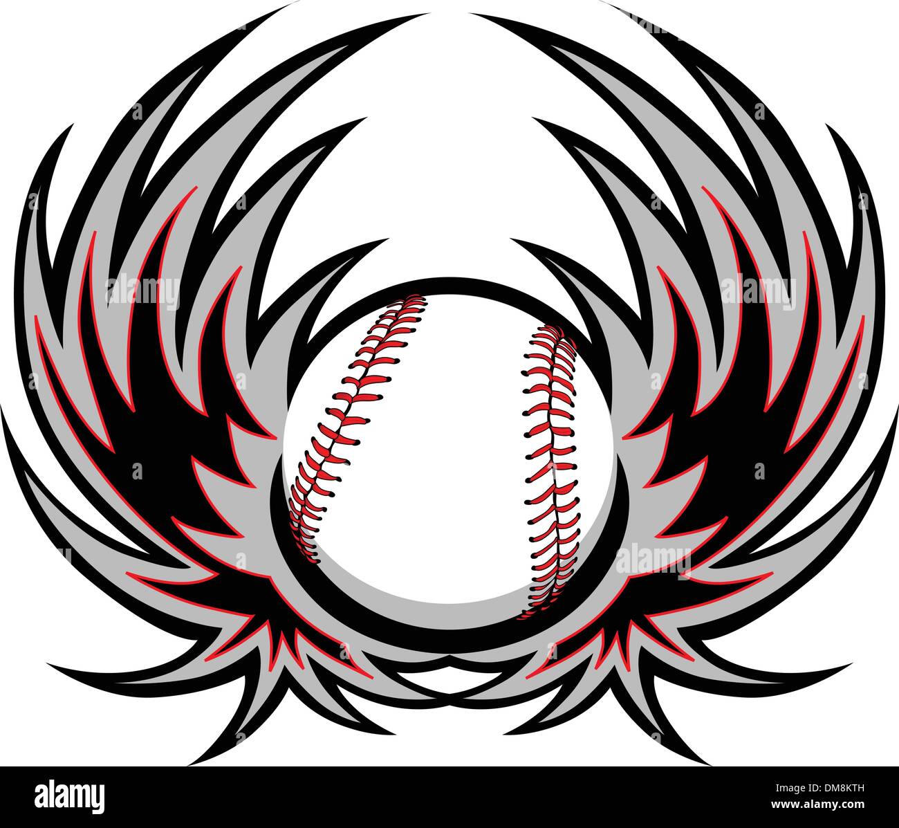 Modèle de base-ball avec des ailes Illustration de Vecteur