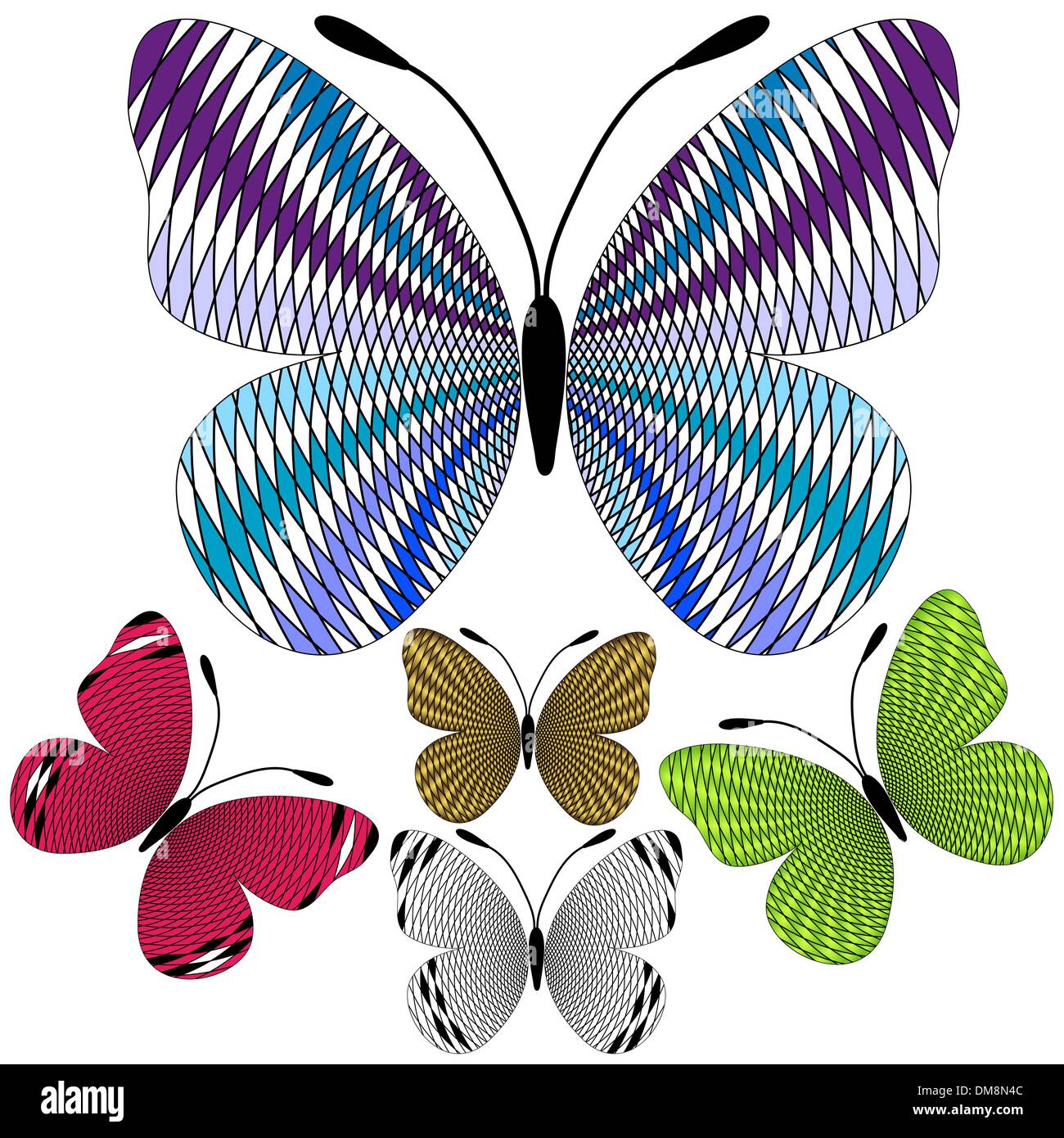 Résumé jeu de papillons en mosaïque Illustration de Vecteur