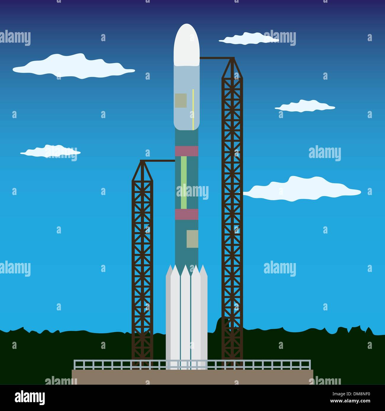 Prêt au lancement de fusée Illustration de Vecteur