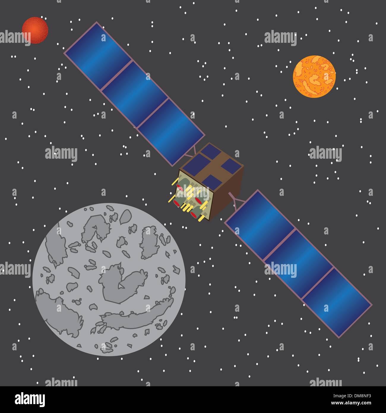 Satellite dans l'espace. Illustration de Vecteur