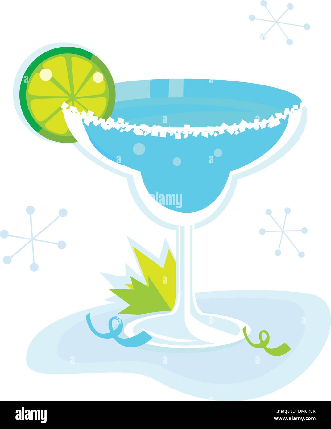 Cocktail Blue Margarita isolé sur fond blanc Illustration de Vecteur