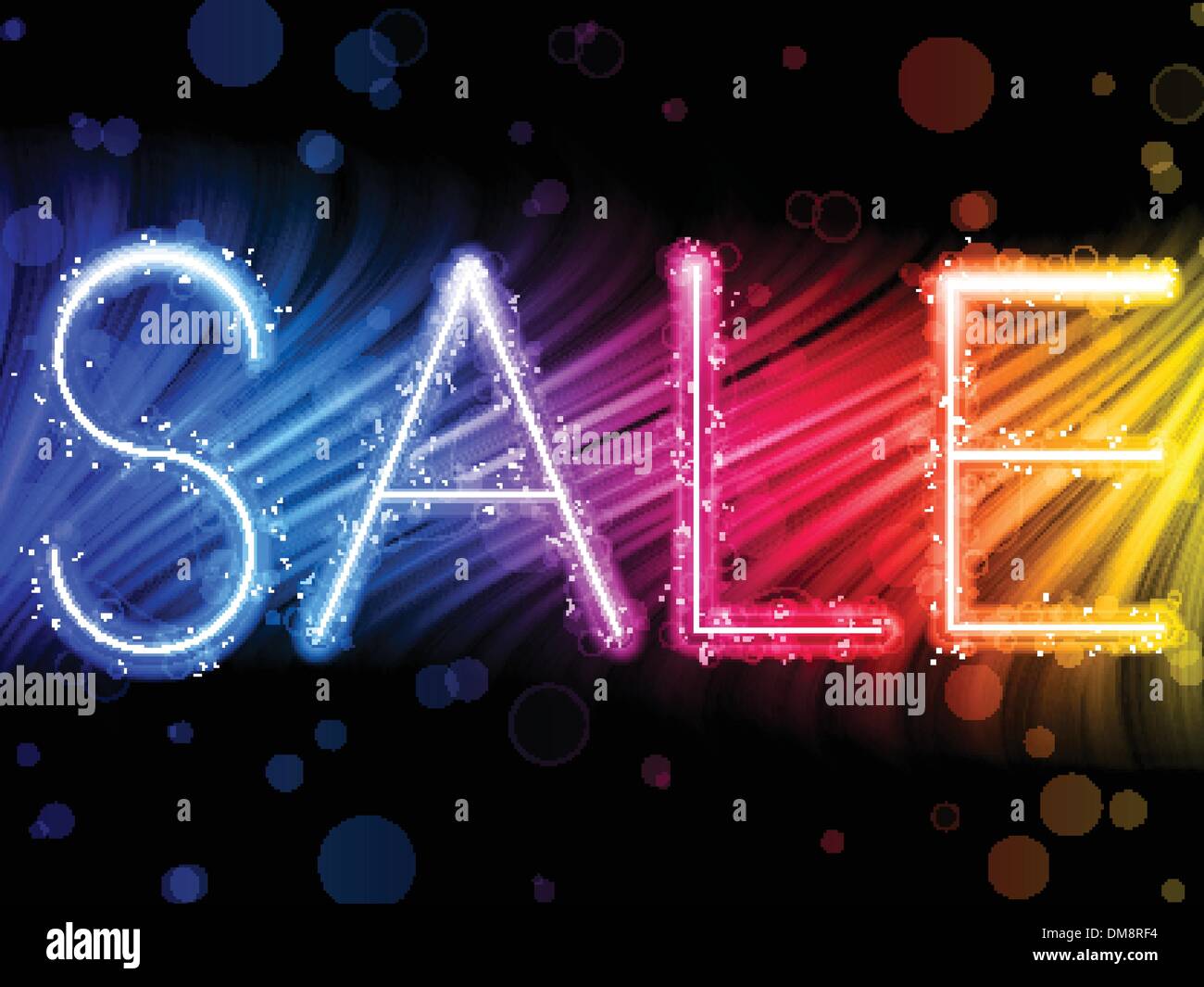 Vente Mots vagues colorées sur fond noir Illustration de Vecteur