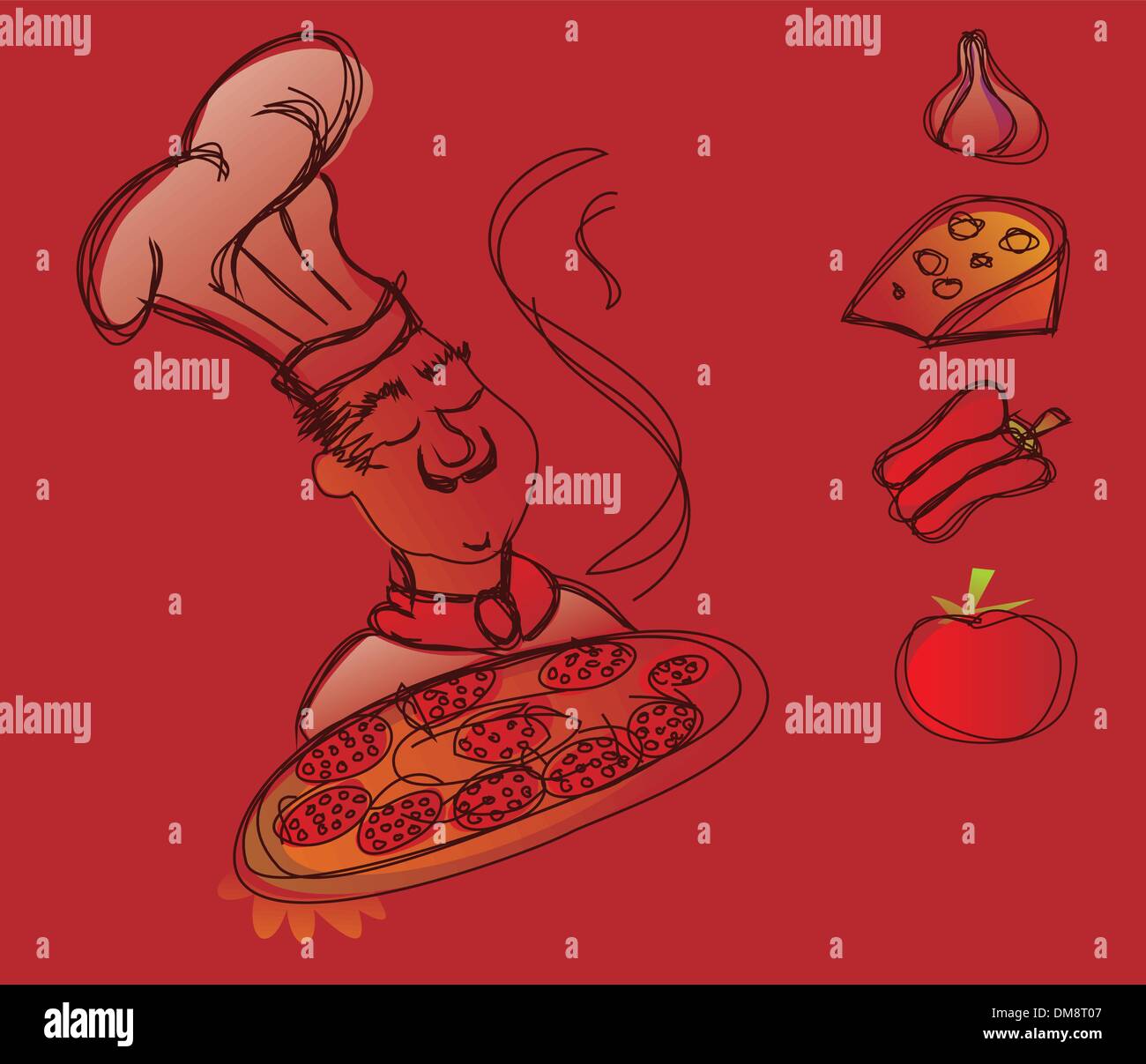 Chef pizza Illustration de Vecteur