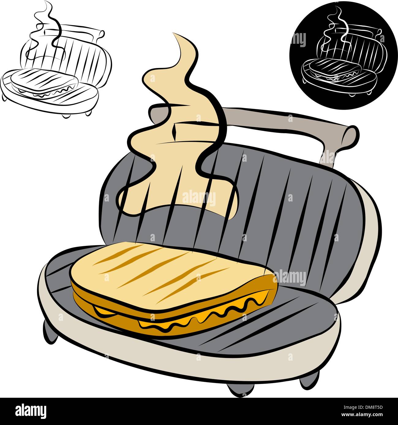 Fabricant de Sandwich Panini le dessin des lignes Illustration de Vecteur