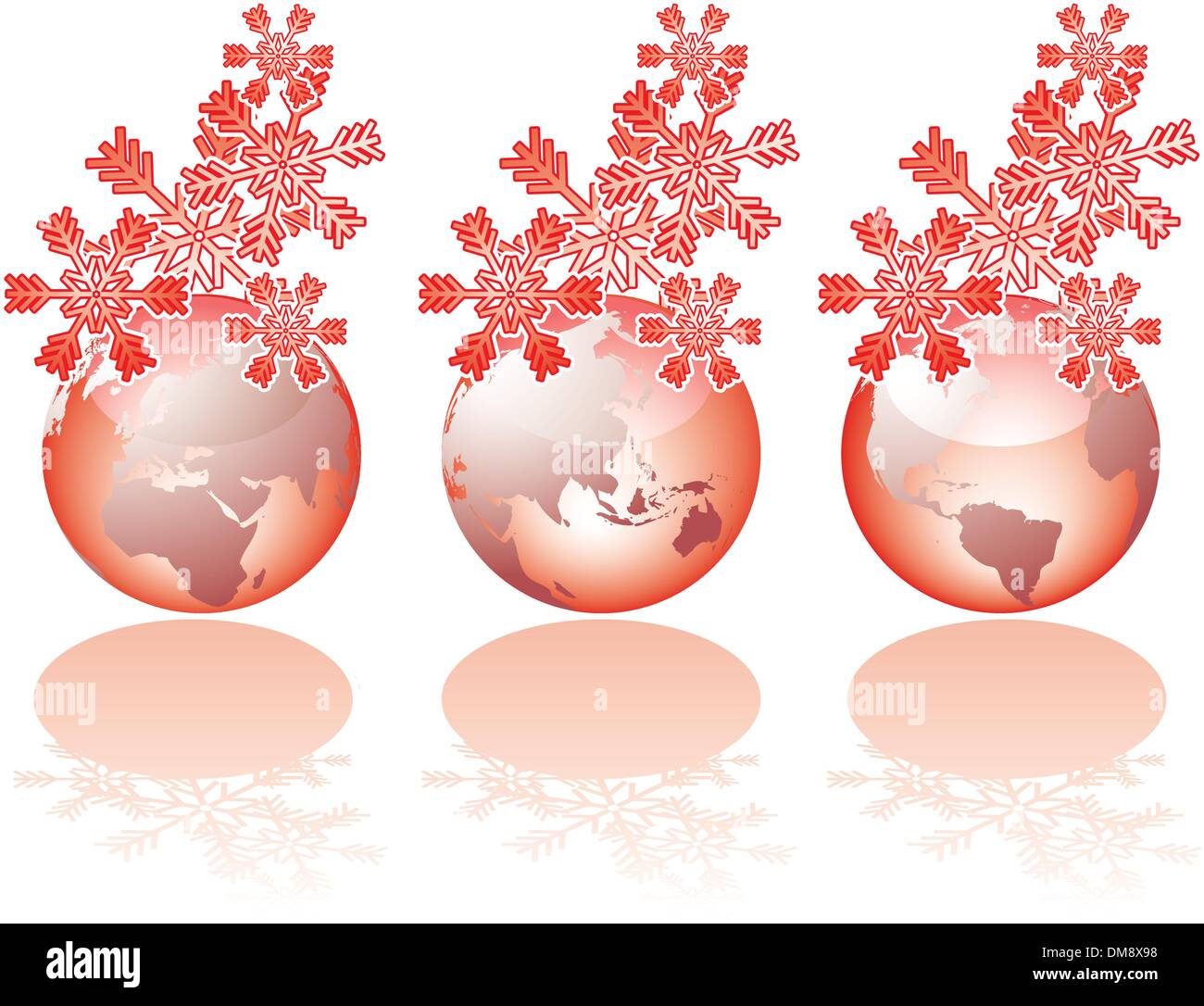 Trois visions du monde en verre de Noël Illustration de Vecteur