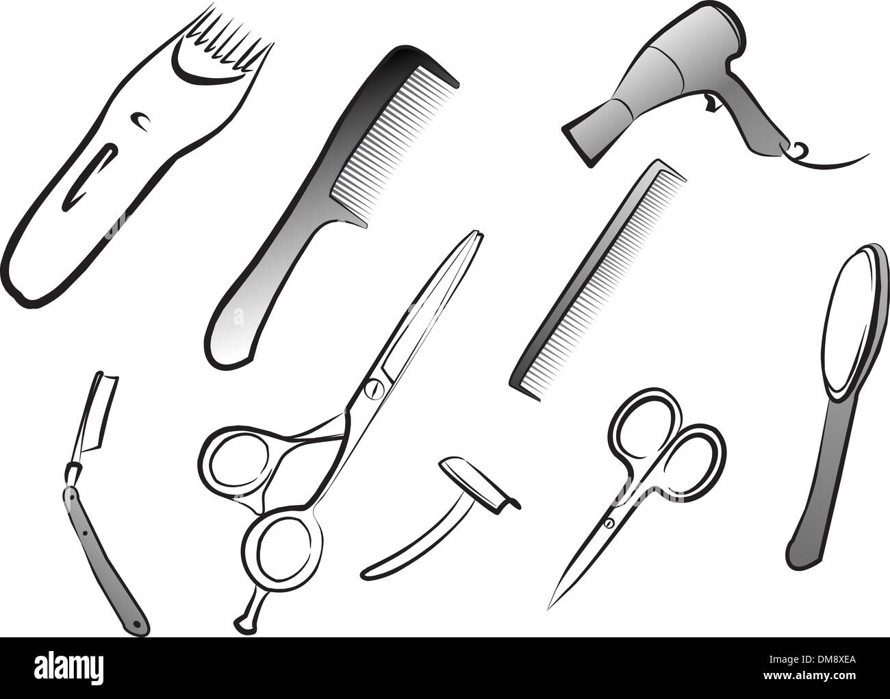 Ensemble d'outils de coiffure Illustration de Vecteur