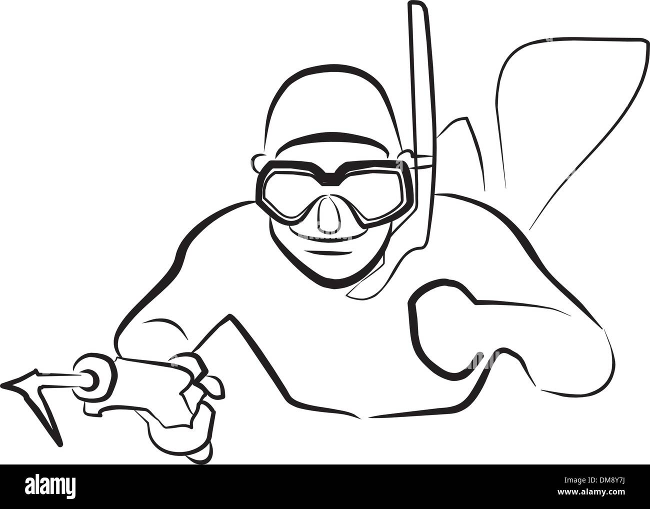 chasse sous-marine Illustration de Vecteur