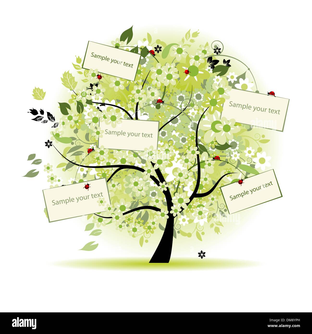 Arbre des désirs avec cartes pour votre texte Illustration de Vecteur